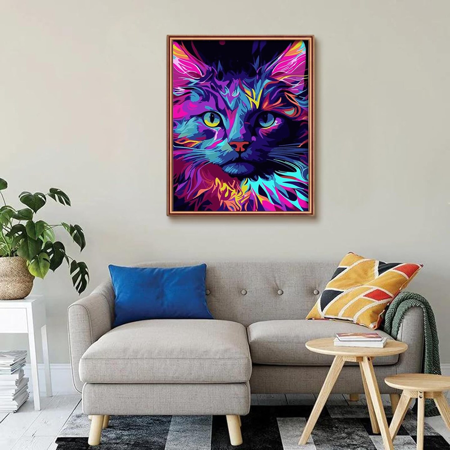 Cat Paint by Number for Adults, Paint by Numbers Animal, Adult Paint by Number Kits, Home Fashion Style Interior Decoration,Size 16 * 20Inch.