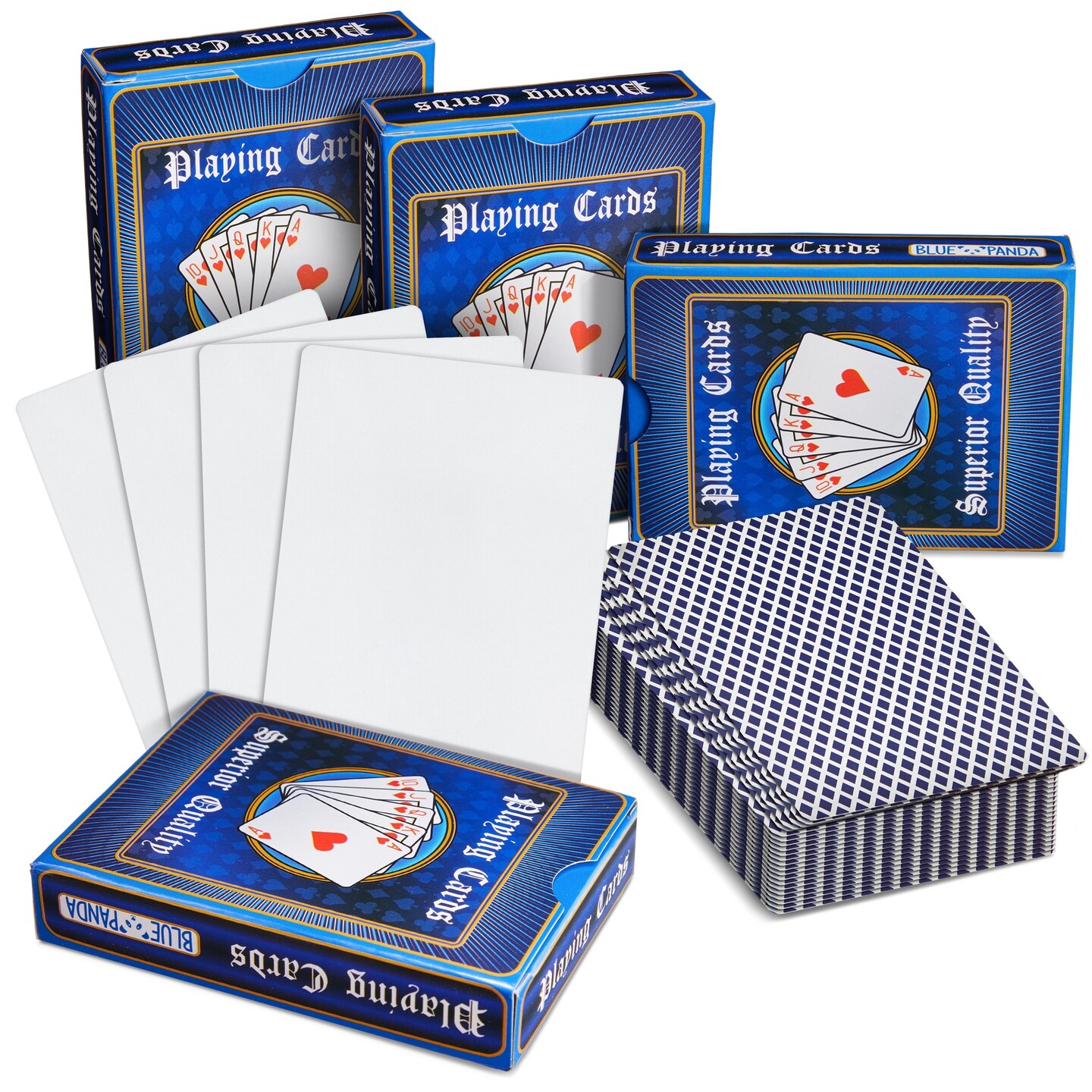 224 Pack Blank Custom Cards for DIY Game Cards, Checkered Diamond Backing (4 Decks, 3 x 4 In)