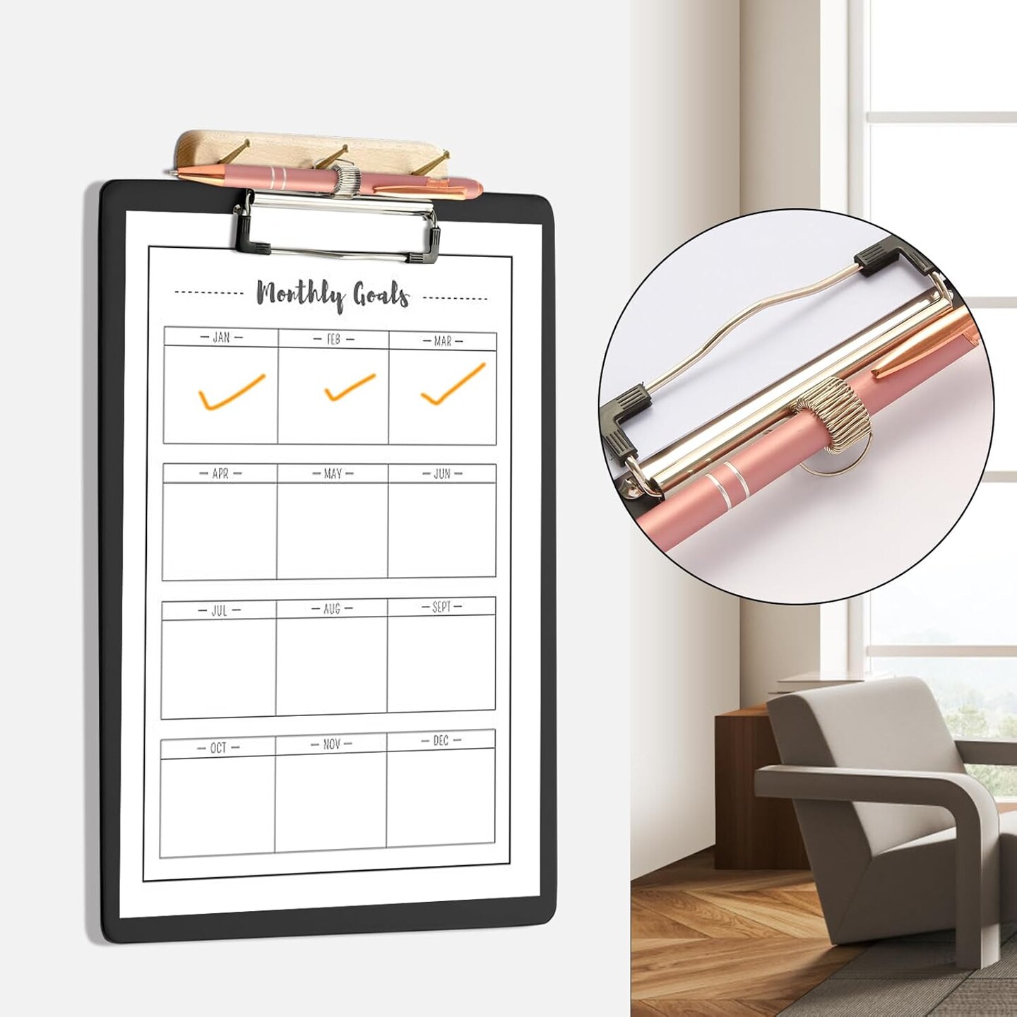 Plastic Clipboard with Pen Holder, Clip Boards for A4 Letter Size,Holds 100 Sheets 8.5x11 Inch Papers, 6 Pack Assorted Colors Clipboards with Hanging Loop for Office School Nursing