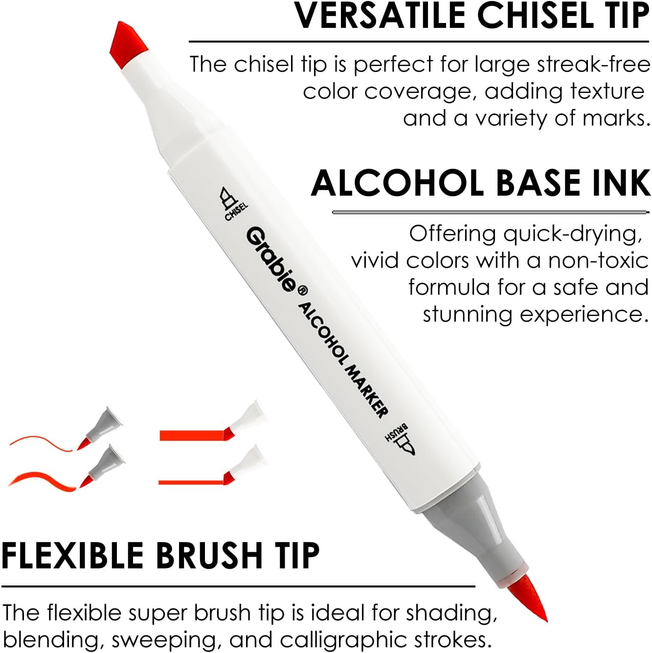 Alcohol Based Marker with Case and Coloring Book, 48-color Double Tipped Alcohol Markers, Chisel & Brush Alcohol-based Art Marker Set