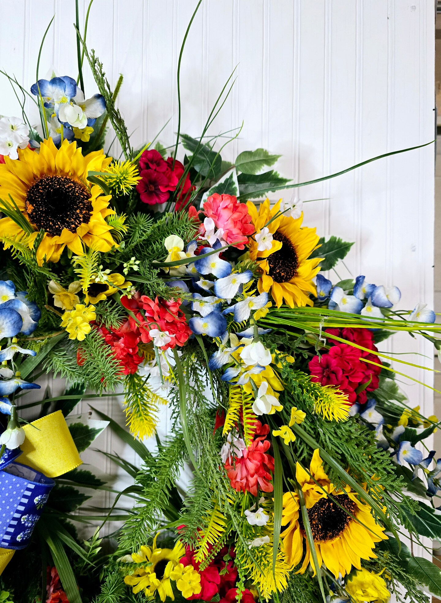 Texas WIldflower wreath for front door, Bluebonnet wreath