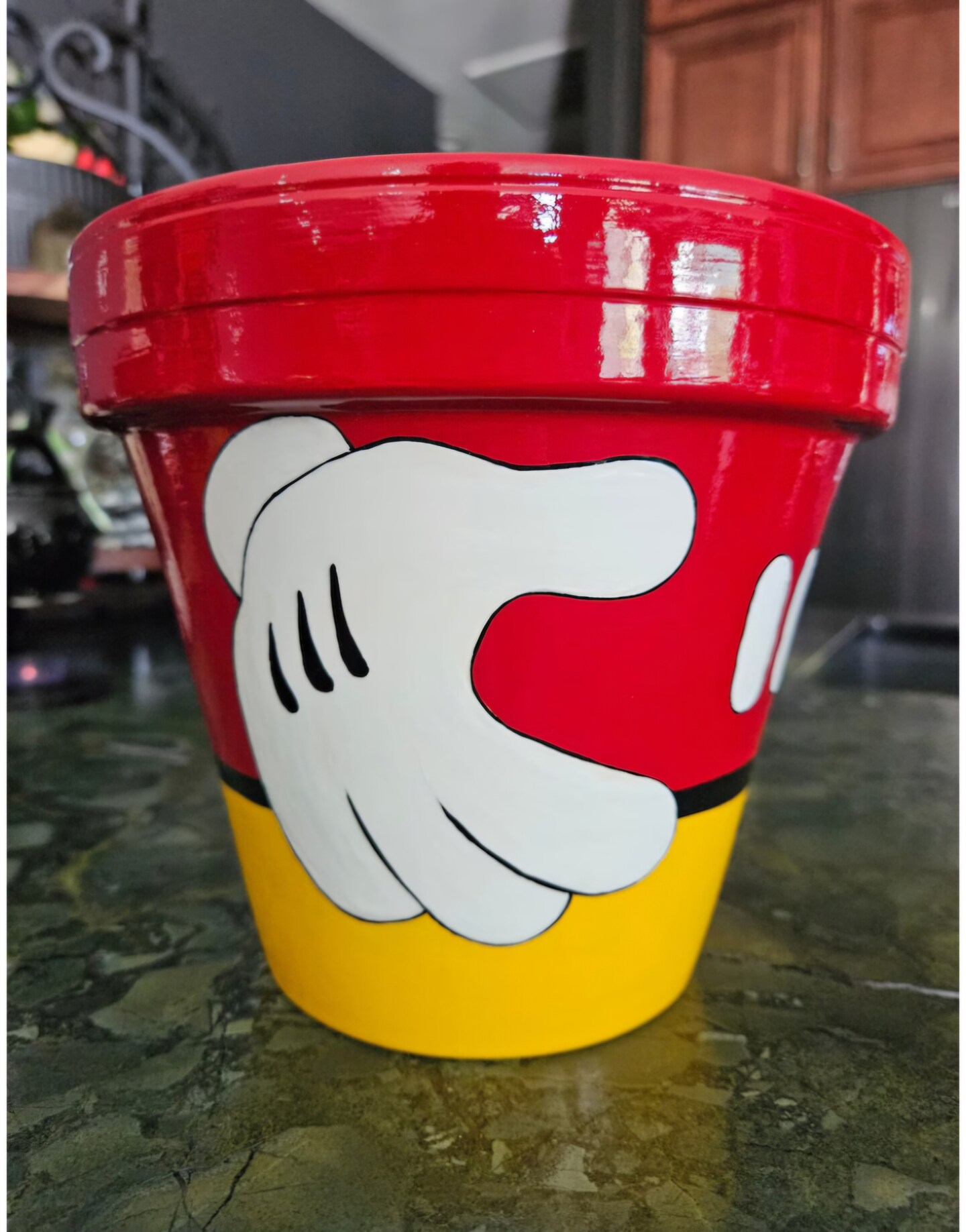 Eight (8") Inch Mickey Inspired Flower Pot, Hand Painted Also: 6, 5 and 4  Inches available | MakerPlace by Michaels