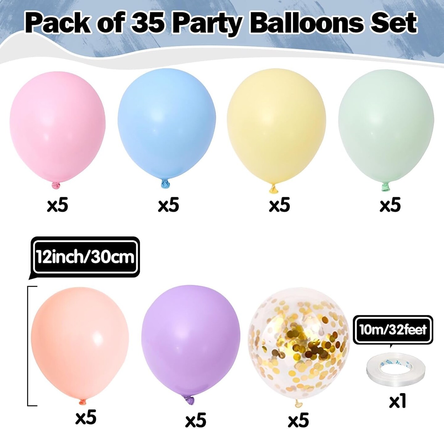 Pastel Balloons 12 Inch Pastel Rainbow Balloons 35Pcs Multicolor Colorful Macaron and Gold Confetti Balloon Set for Girls Easter Engagement Wedding Anniversary Baby Shower Birthday Party Decorations