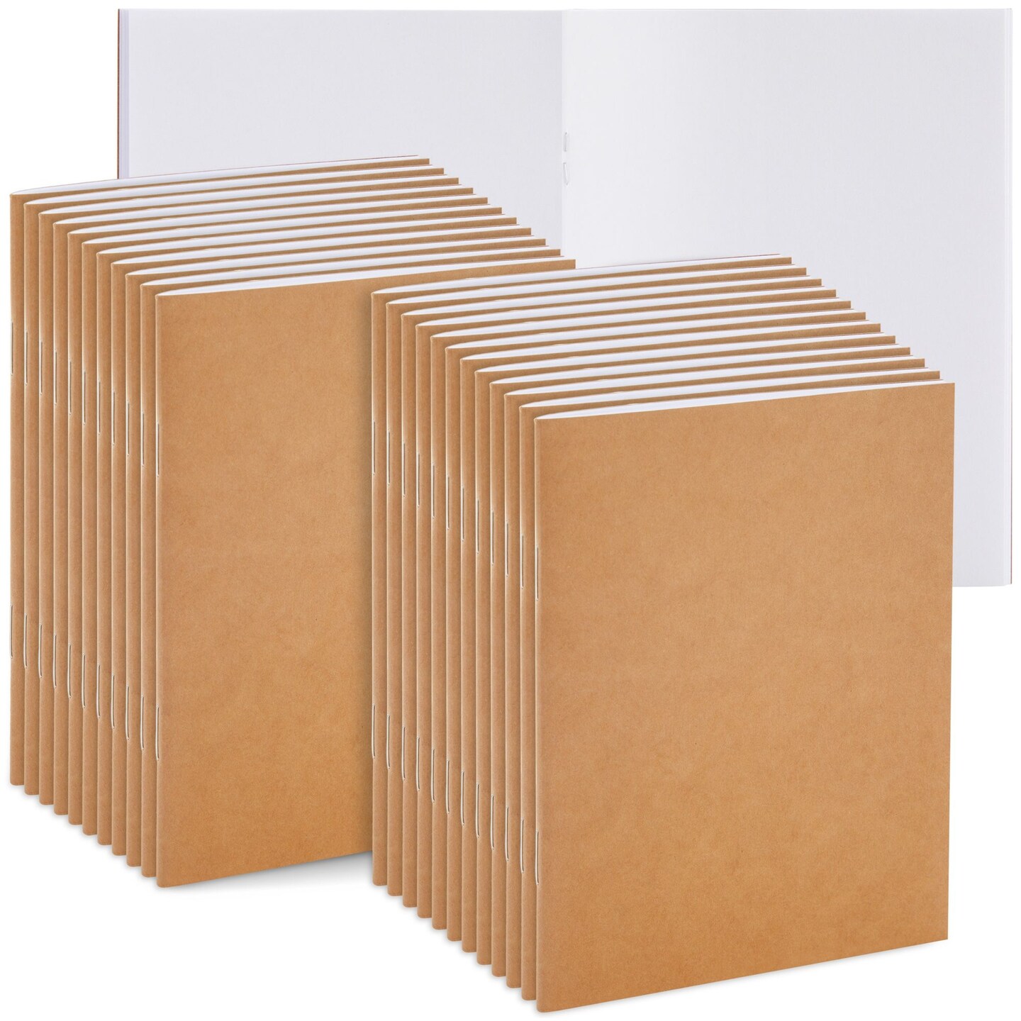 24 Pack Blank Notebook Bulk, Brown Unlined Kraft Paper Journals for Kids Drawing, Sketching, Sketchbooks for Students to Write Stories, Classroom Supplies - A6 4x6 inch Small