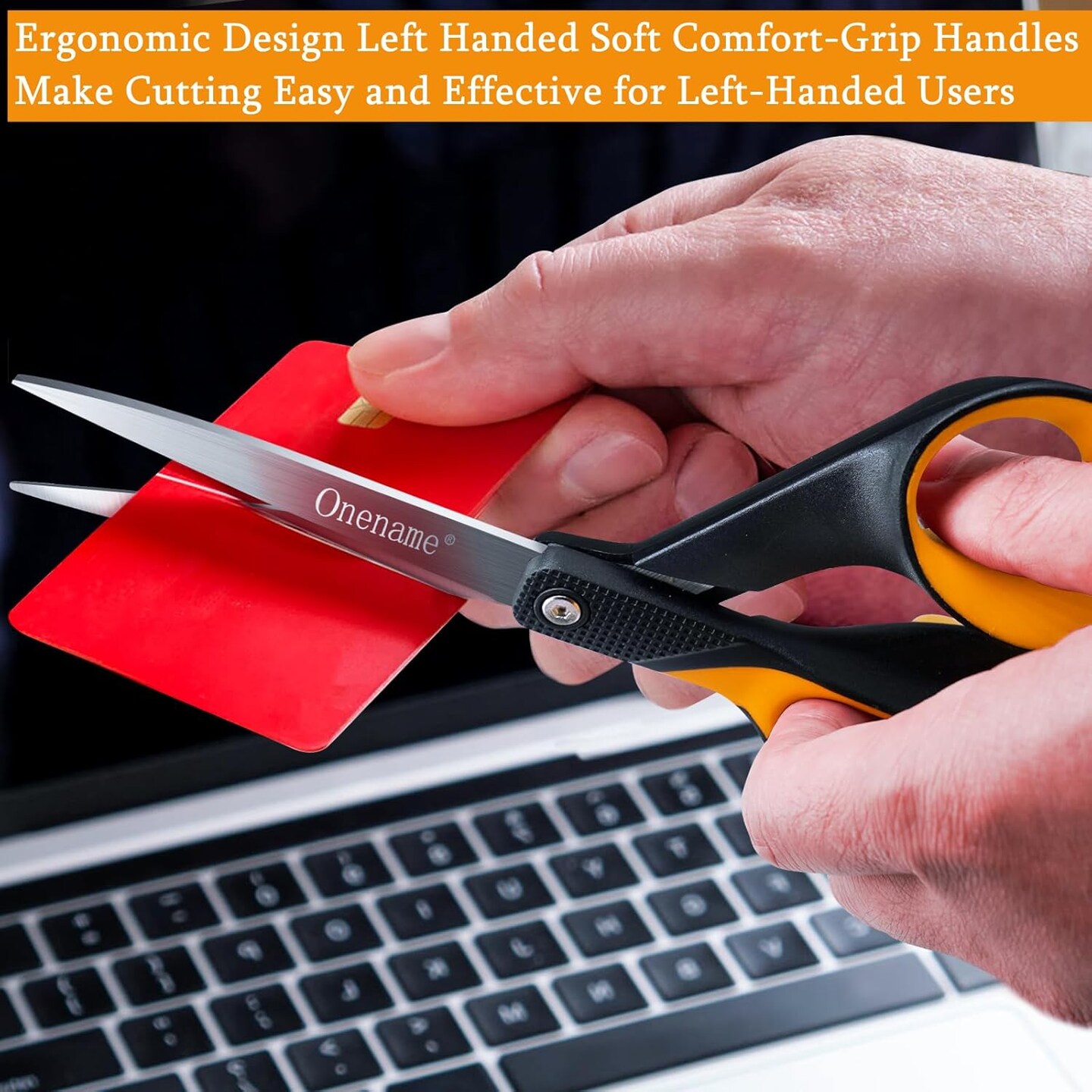 Left Handed Scissors,8 Inch Lefty Scissors for Adults,Stainless Steel Sharp Blade Soft Comfort-Grip Left Handed Adults Scissor,Great for Fabric,Arts,Home,Sewing,Office,School 2 Pack