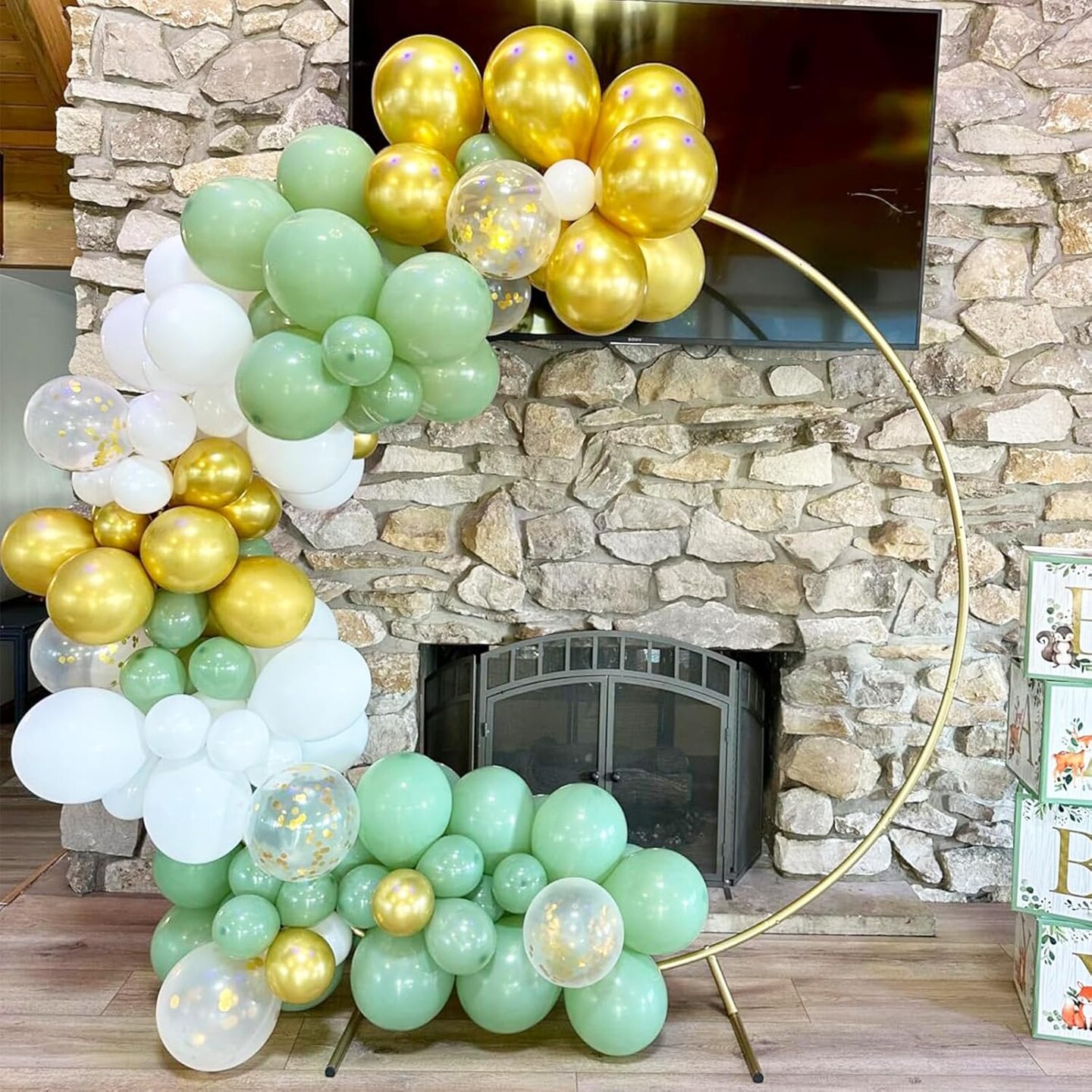 Sage Green Gold Balloons, 12 Inch Green White Metallic Gold Balloons, Green Sand White Balloons Gold Confetti Latex Balloons