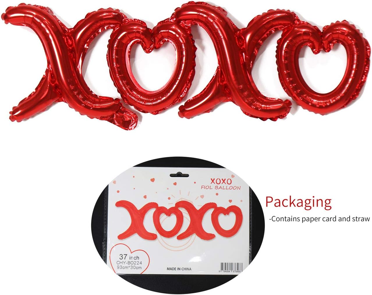 XOXO Letters Red Foil Balloons Valentines Day Balloons for Wedding Mother&#x27;s Day Father&#x27;s Day Propose Marriage Anniversary Backdrop