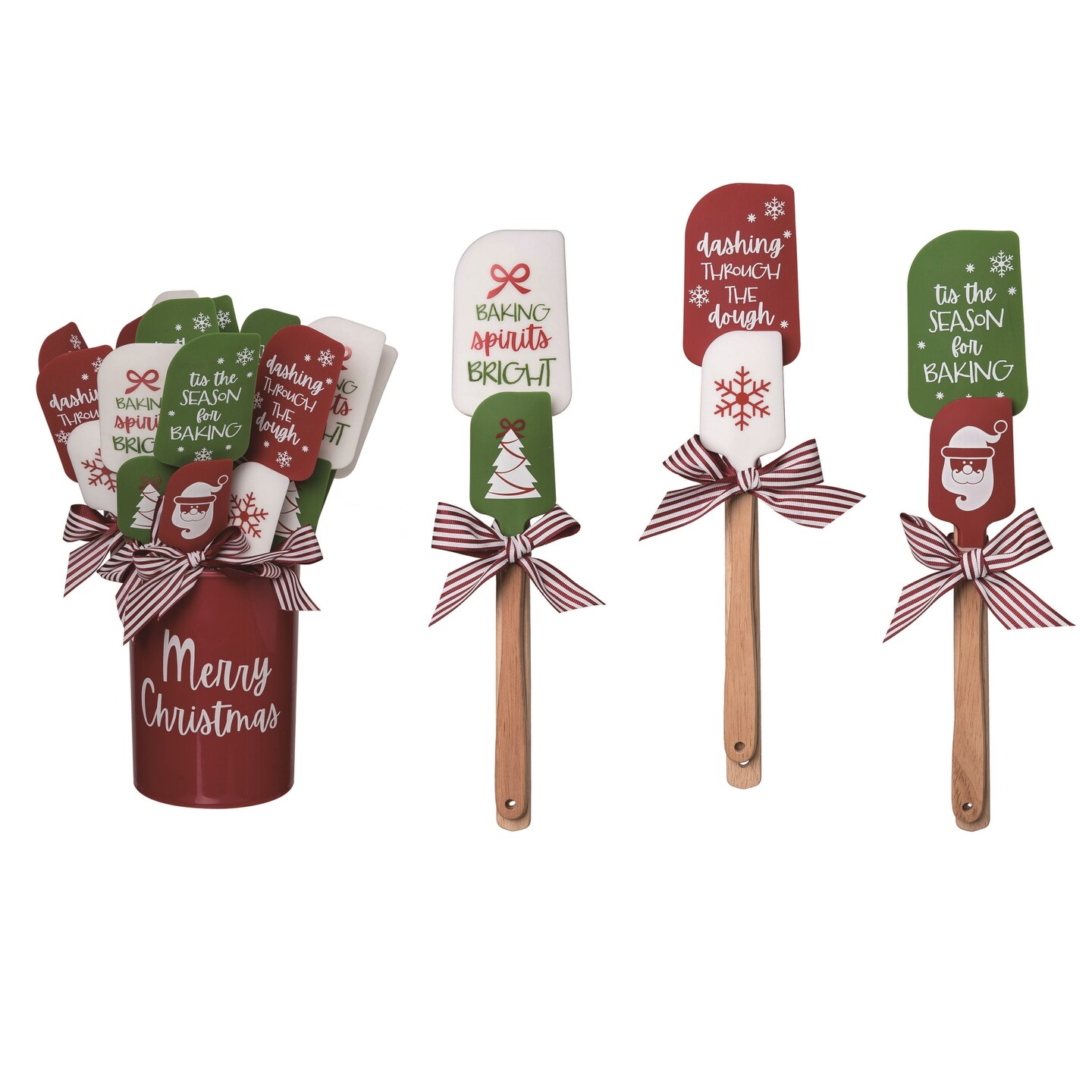 Transpac Rubber 12.8 in. Multicolor Christmas Santa Snow Holiday Spatula Gift Set of 12