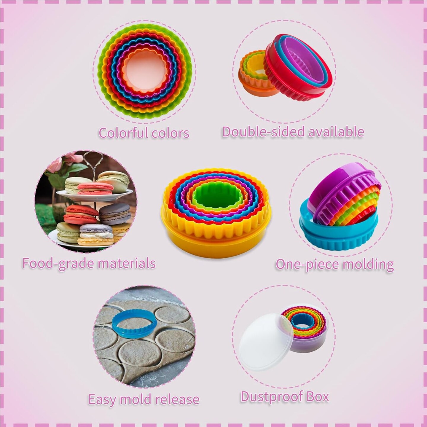 Cookie Cutter Set - 6 PCS Perfect for Baking Unique Flower, Round, and Circle Cookies