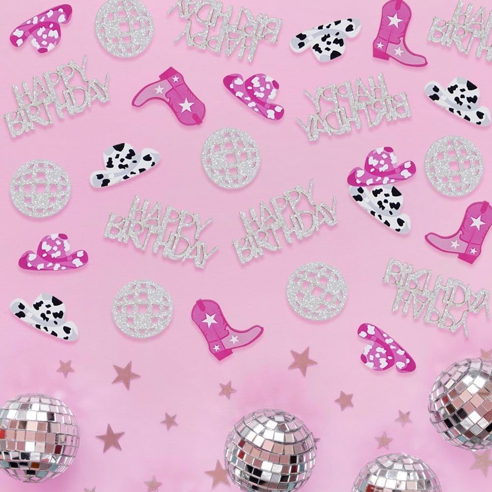 100PCS Cowgirl Disco Confetti | Glitter Boots, Hats & Disco Balls for Party Decor