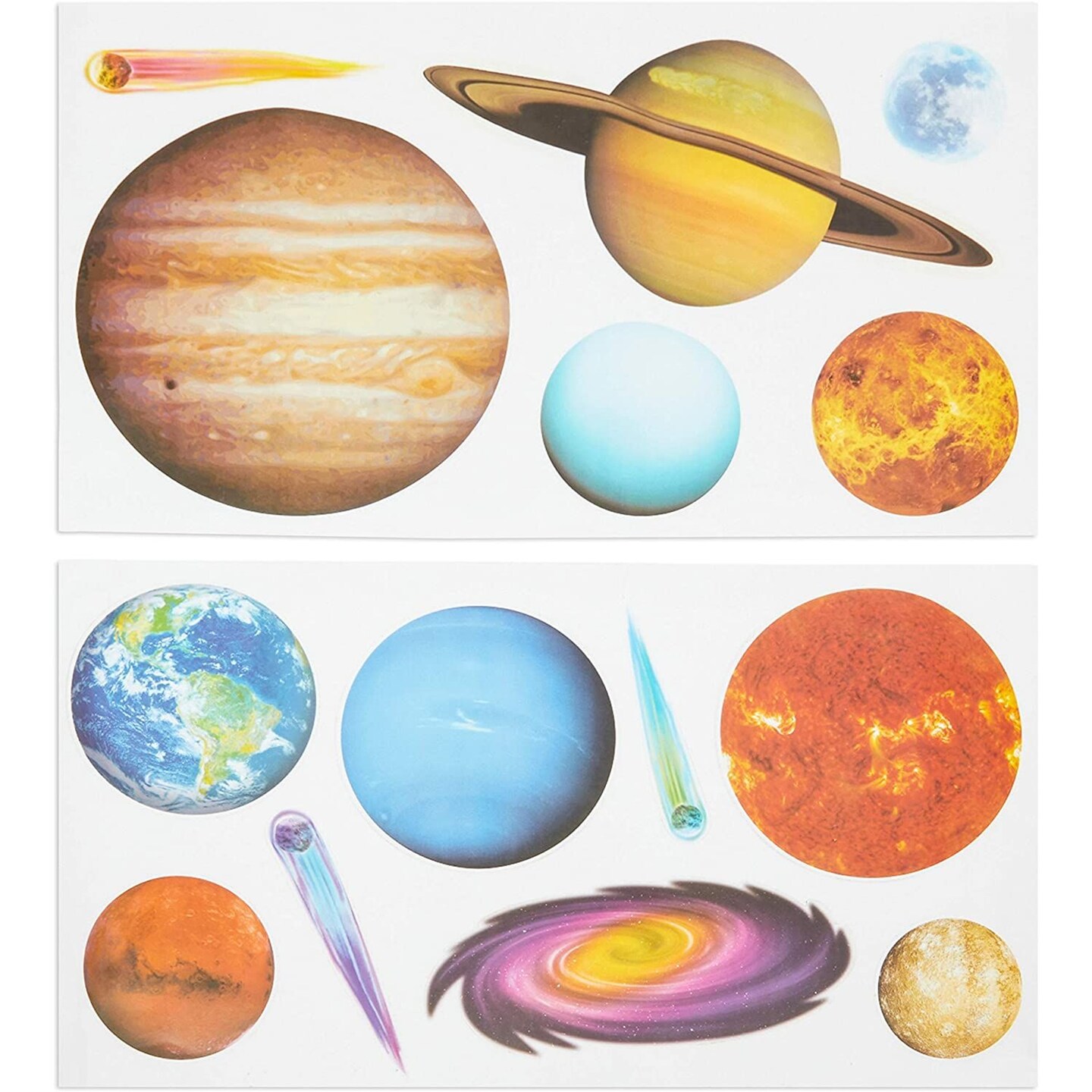 Bright Creations; Solar System Wall Decal Set for Kids, 14 Planets, 2 Sticker Sheets; Category:Wall Decals; Image:1