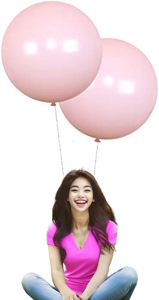 Latex Round Balloons 5 Pack Light Pink Thick Big Balloons for Photo Shoot Wedding Baby Shower Birthday Party Decorations