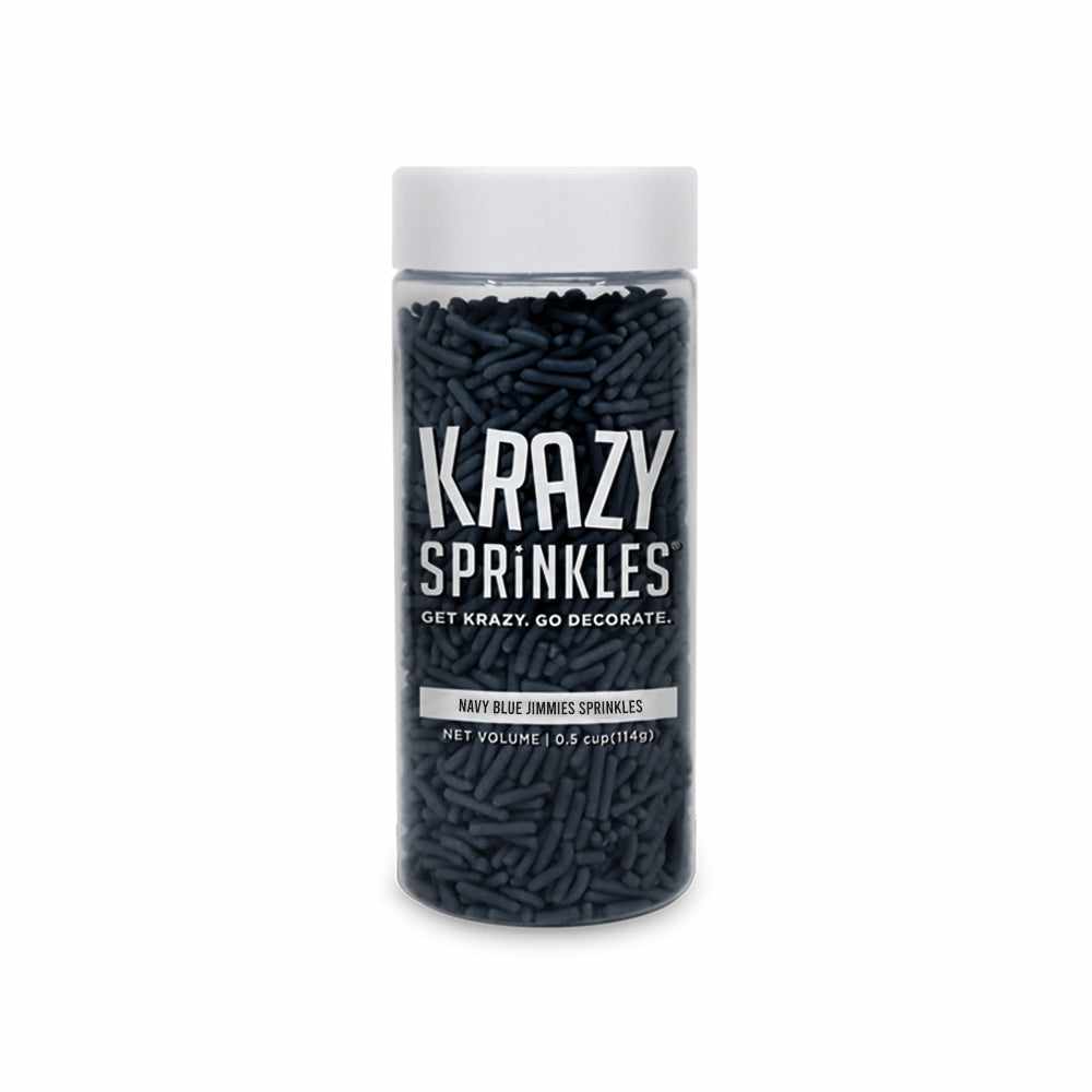 Krazy Sprinkles - Navy Blue Jimmies (1/2 Cup, 1x Jar) for Cakes, Ice Cream &#x26; Cookies