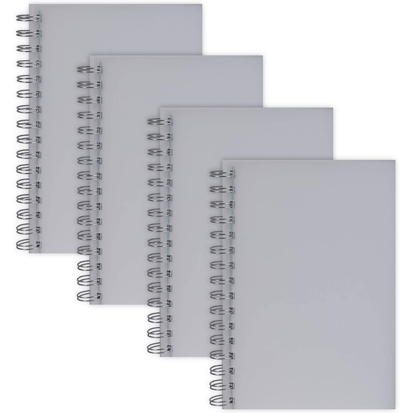 4 Pack Blank Spiral Bound Notebooks for College, School, Gray, 80 Sheets, Unlined Paper 5.7" x 8.3"