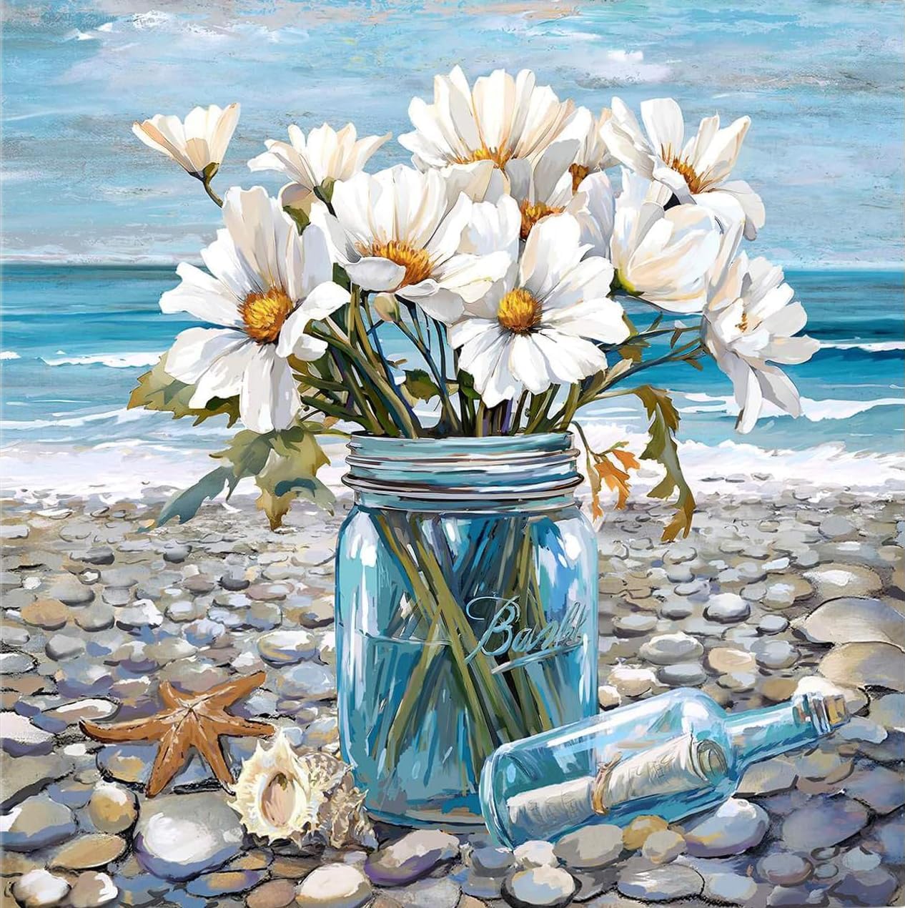 Diamond Art Kits for Adults,Diamond Painting,Diamond Art 5D Flower Ocean Theme Blue Diamond Art Kits for Adults Beginner Gem Art Full Drill for Adults Home Wall Decor Gifts (12x16inch)