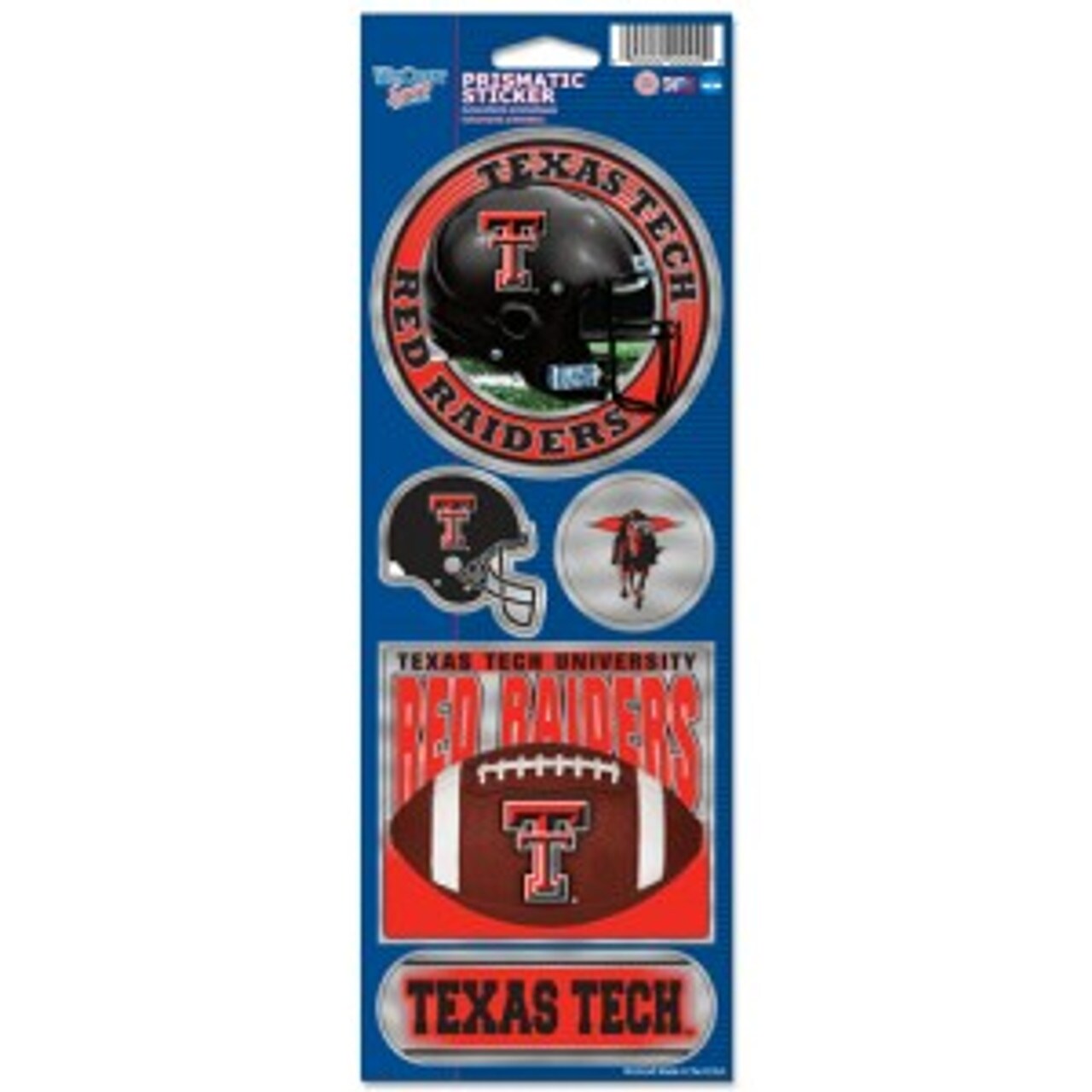 NCAA Texas Tech Red Raiders Prismatic Stickers, Team Color, One Size