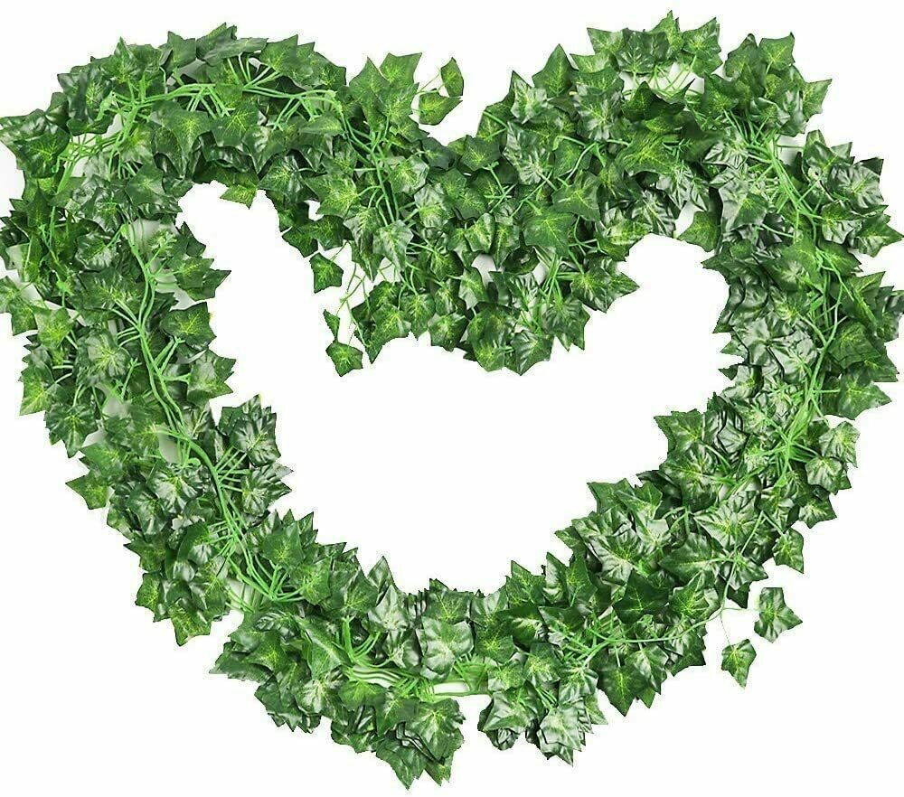 12 Pack Artificial Hanging Ivy Vine Garland - 6.9ft Silk Fake Plants for Home, Garden, Wedding Decor (72 Leaves/Vine, Weatherproof)