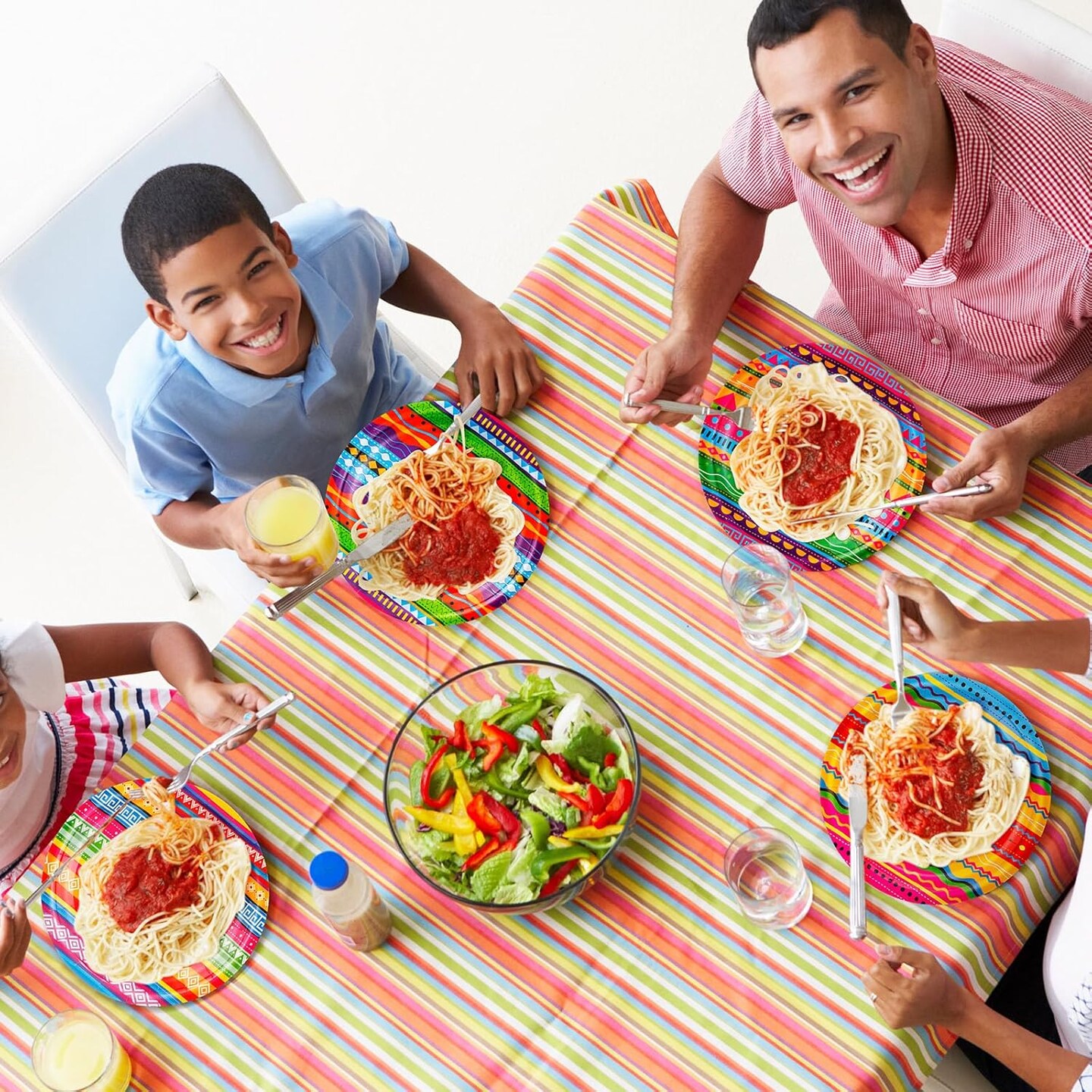 60 Pcs 60 Pcs Mexican Serape Fiesta Paper Plates 7&#x22; Disposable Fiesta Party Decor Mexico Stripes Dessert Plate Colorful Mexico Platter Supply for Cinco De Mayo Pi&#xF1;ata Dinner Tableware