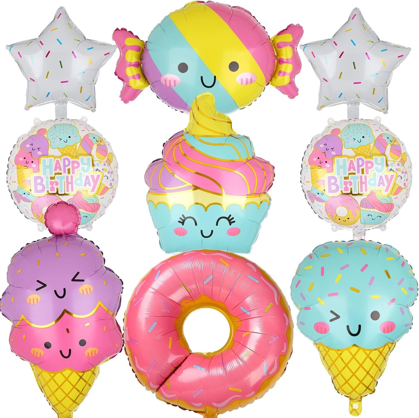 Ice Cream Balloons Donut Candy Themed Baby Shower Kids Sweet Summer Birthday Party Decor 9 Pcs