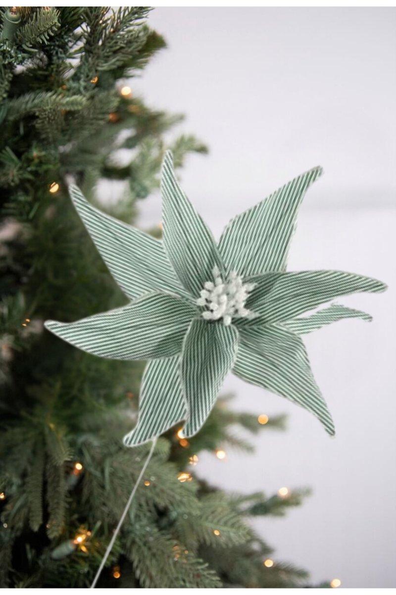 20&#x22; Canvas Striped Poinsettia: Dark Green