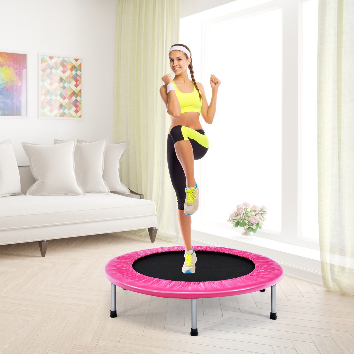 Foldable PP Trampoline with Safety Springs and 330 lbs Capacity