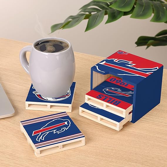 NFL Unisex-Adult NFL Team Logo 4-Pack Pallet Beverage Drink Coaster Set