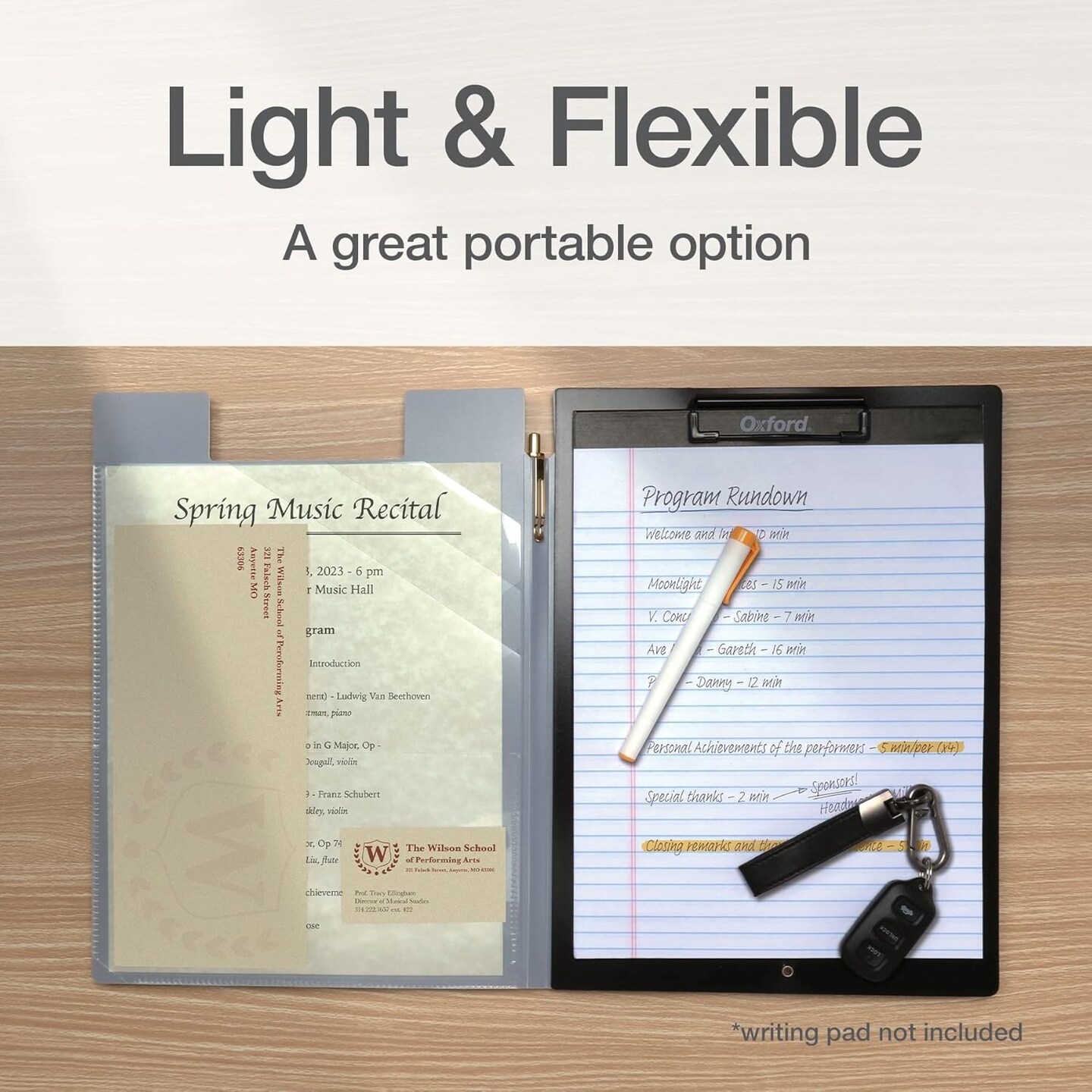 2-Pack Clipboard Folio with Storage – 4 Pockets & Pen Holder, Gray/Black & Blue/Black