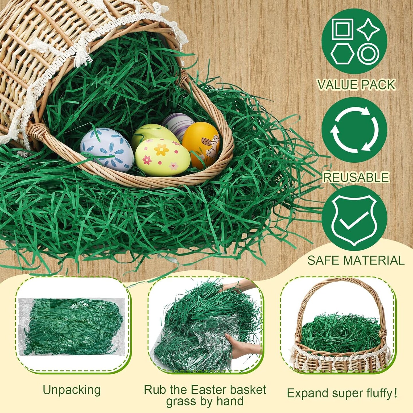 Green Easter Grass Basket Filler Green