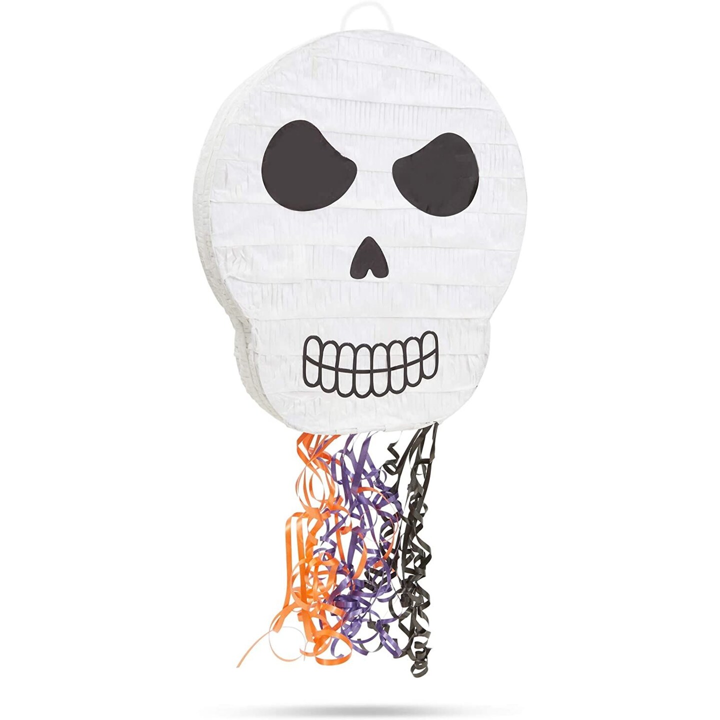 Spooky Central Small Day of the Dead Pi&#xF1;ata for Halloween Party Supplies, Carnival Festival and Dia de los Muertos Decoration, Pull String, Halloween Pinata, Small Skull Pinata (13 x 15 x 3 In)