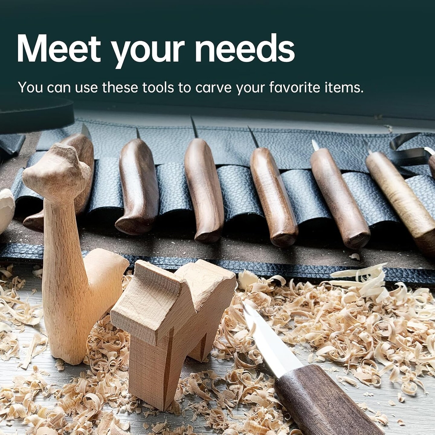 Roll Bag Genuine Leather - Deluxe Whittling Kit - Wood Carving Knife - Widdle Wood Kit - Spoon Carving Tools - Wood Whittling Kit