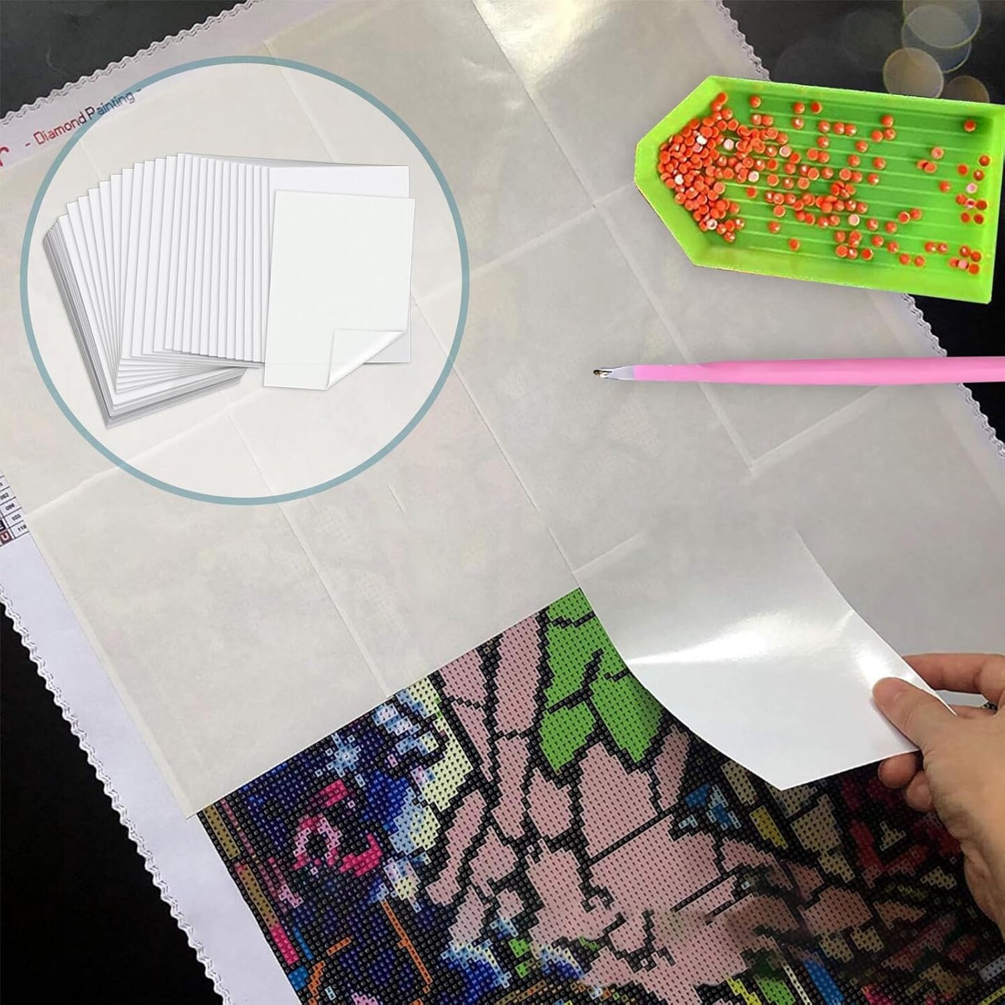 Diamond Painting Release Paper, Double-Sided Non-Stick Release Paper for Diamond Art 15x10cm Diamond Painting Cover Replacement for 5D Diamond Painting Accessories and Tools - 200 Pieces