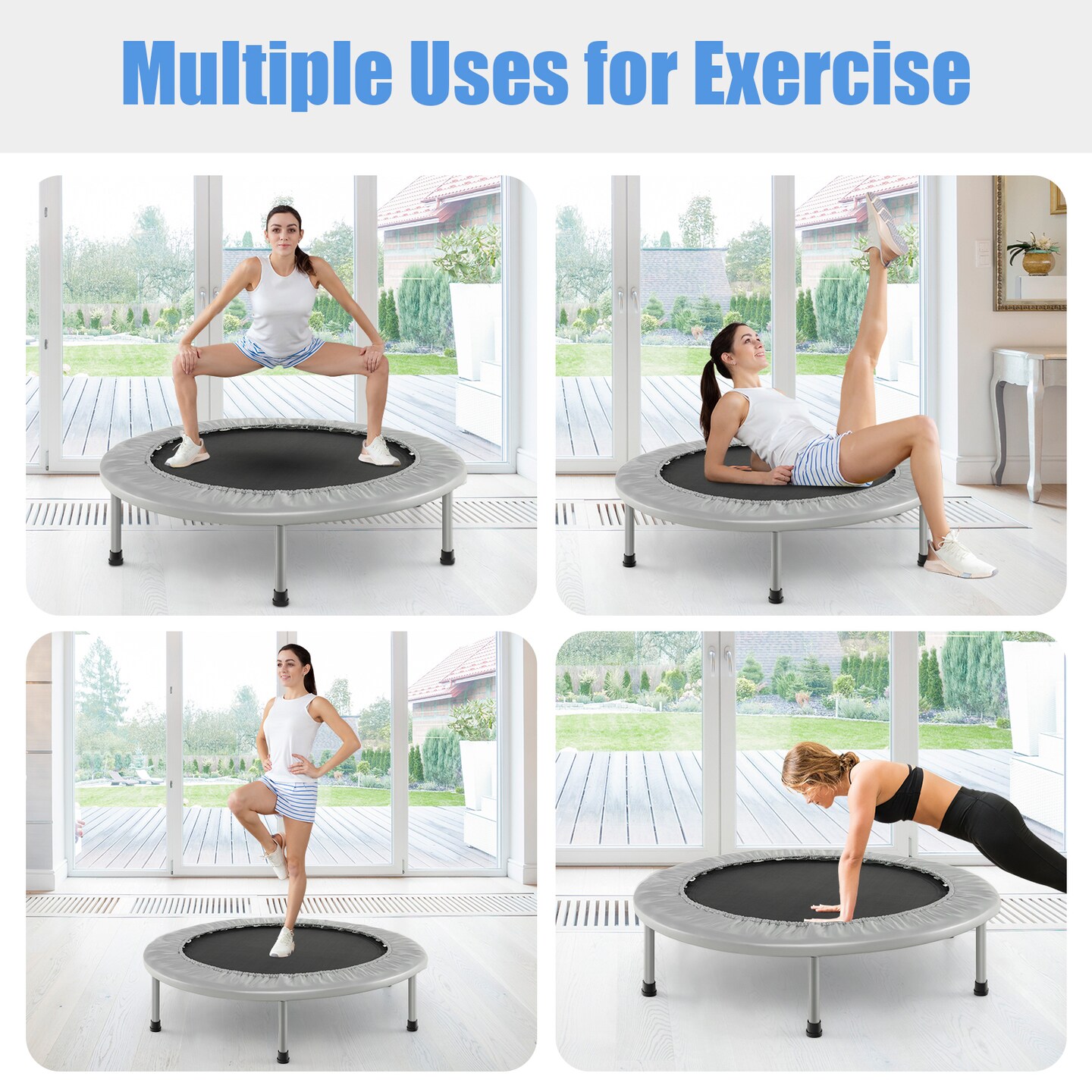 Foldable PP Trampoline with Safety Springs and 330 lbs Capacity
