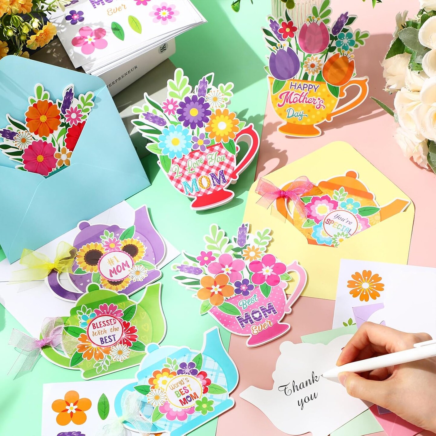 24 Sets Summer Card Making Kits DIY Spring Greeting Crafts Set Include 24 Cards 24 Envelopes 24 Sheets Stickers for Women Men Spring Mothers Day Valentine Handmade Crafts