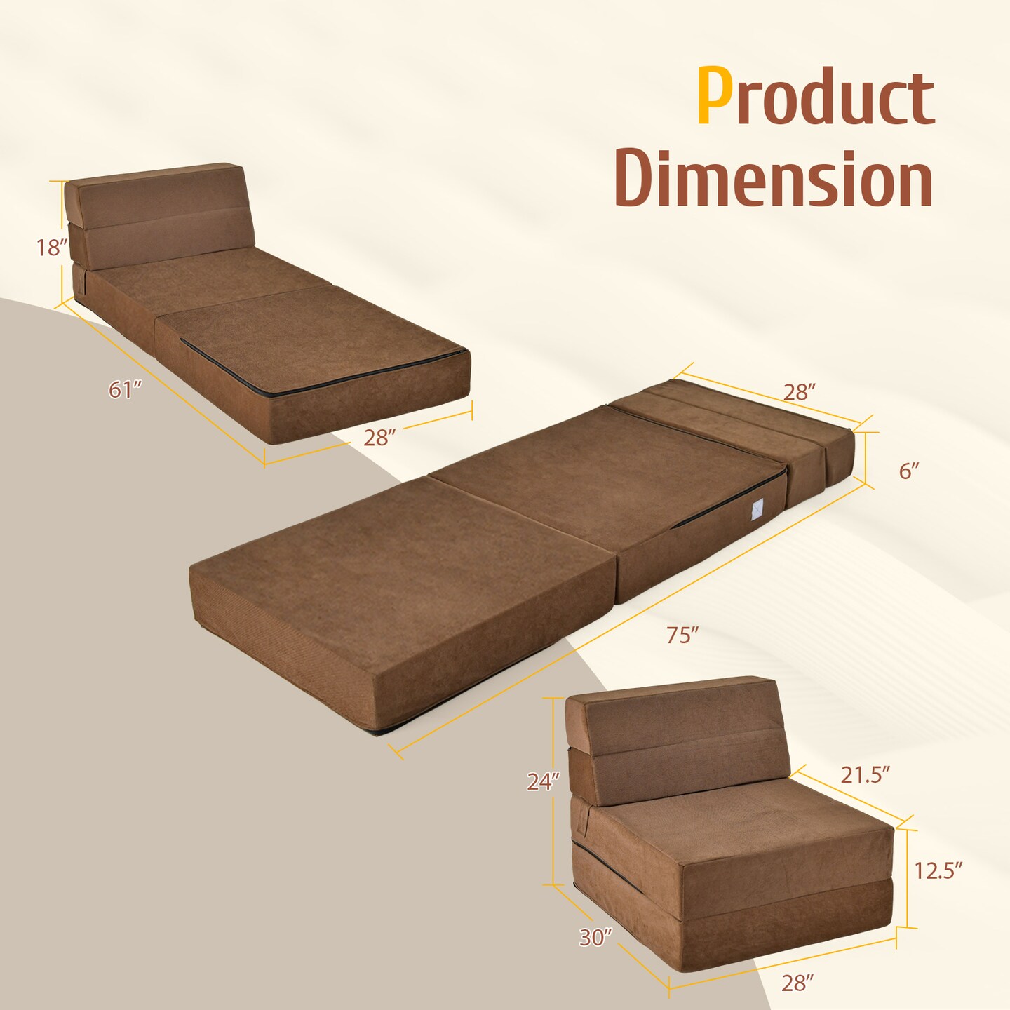 Flocking Sofa Bed Mattress with Sponge Filling and Magic Stick