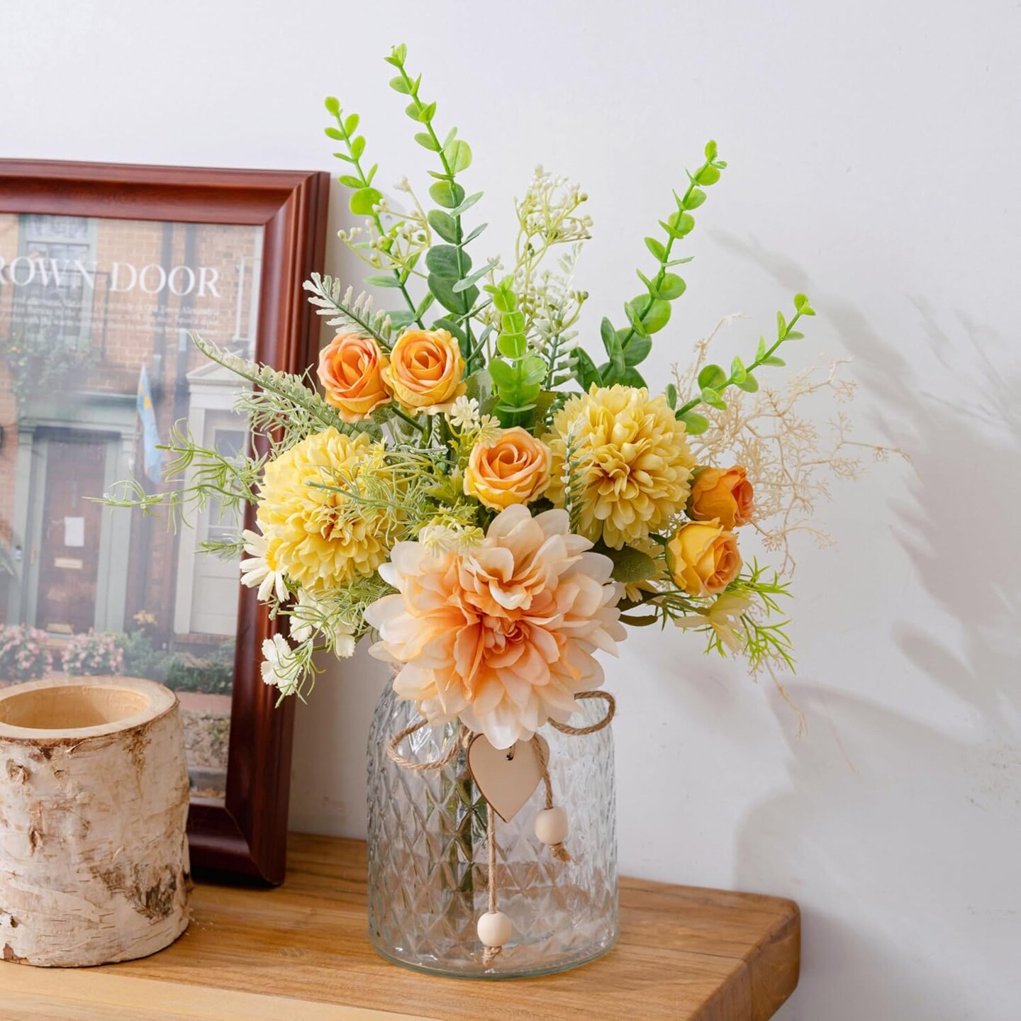 Spring Silk Artificial Yellow and Organe Dandelion Arrangement Centerpiece