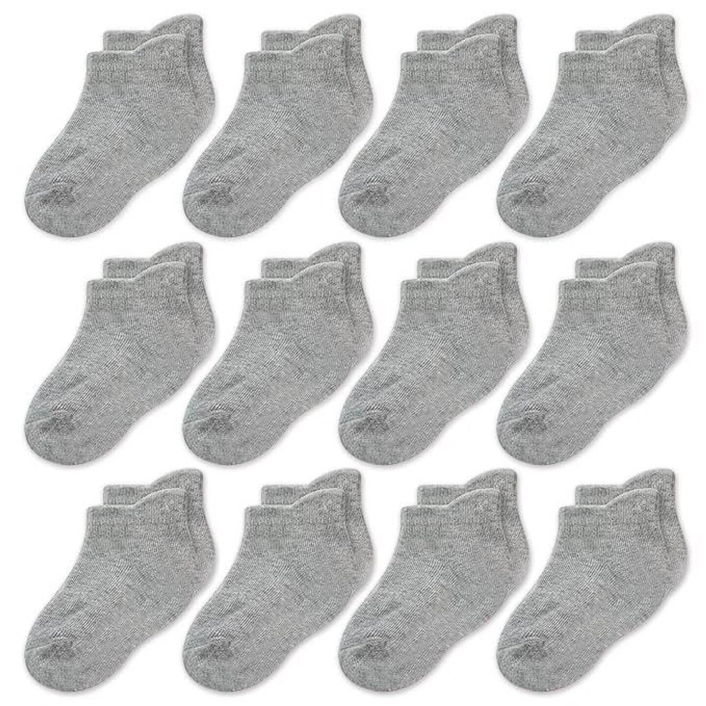 CozyWay Toddler Socks - Baby Socks with Non-Slip Grip - Cotton Ankle Pair Bundle, 3T-5T, Gray, 12 Pack