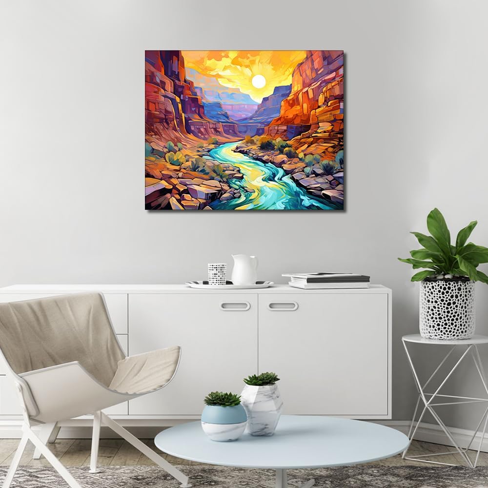 Arizona Landscape Paint by Numbers Canyon View Paint by Numbers Kits Arizona National Park Adults&#x27; Paint-by-Number Kits Canvas Painting Kit with Brushes and Pigment