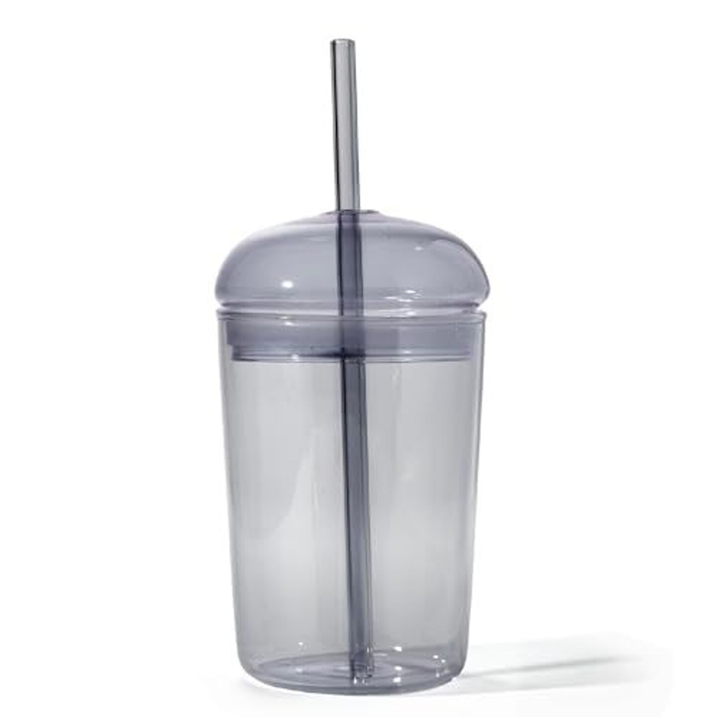 Glass Tumbler with Dome Lid for Frappes, Smoothies &#x26; Iced Coffee - Dishwasher Safe Glass Tumbler with Straw - Spill-Resistant Iced Coffee Tumbler - Iced Coffee Cup - 16oz [Black]