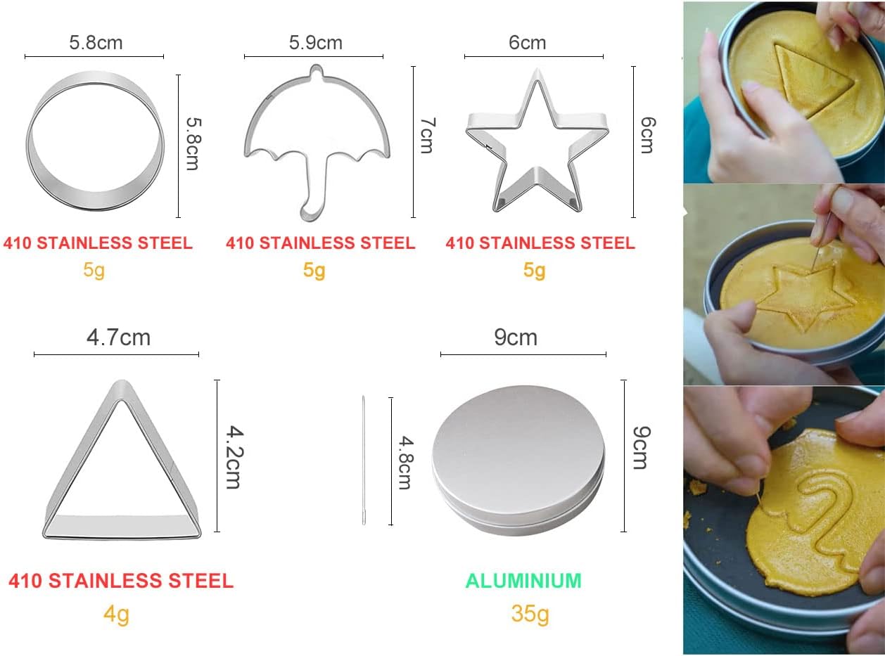 Biscuits Sugar Pie Korean Sugar Candy Making Tools Set DALGONA Kit (18pcs in 1set), Mold, Press Stainless Steel
