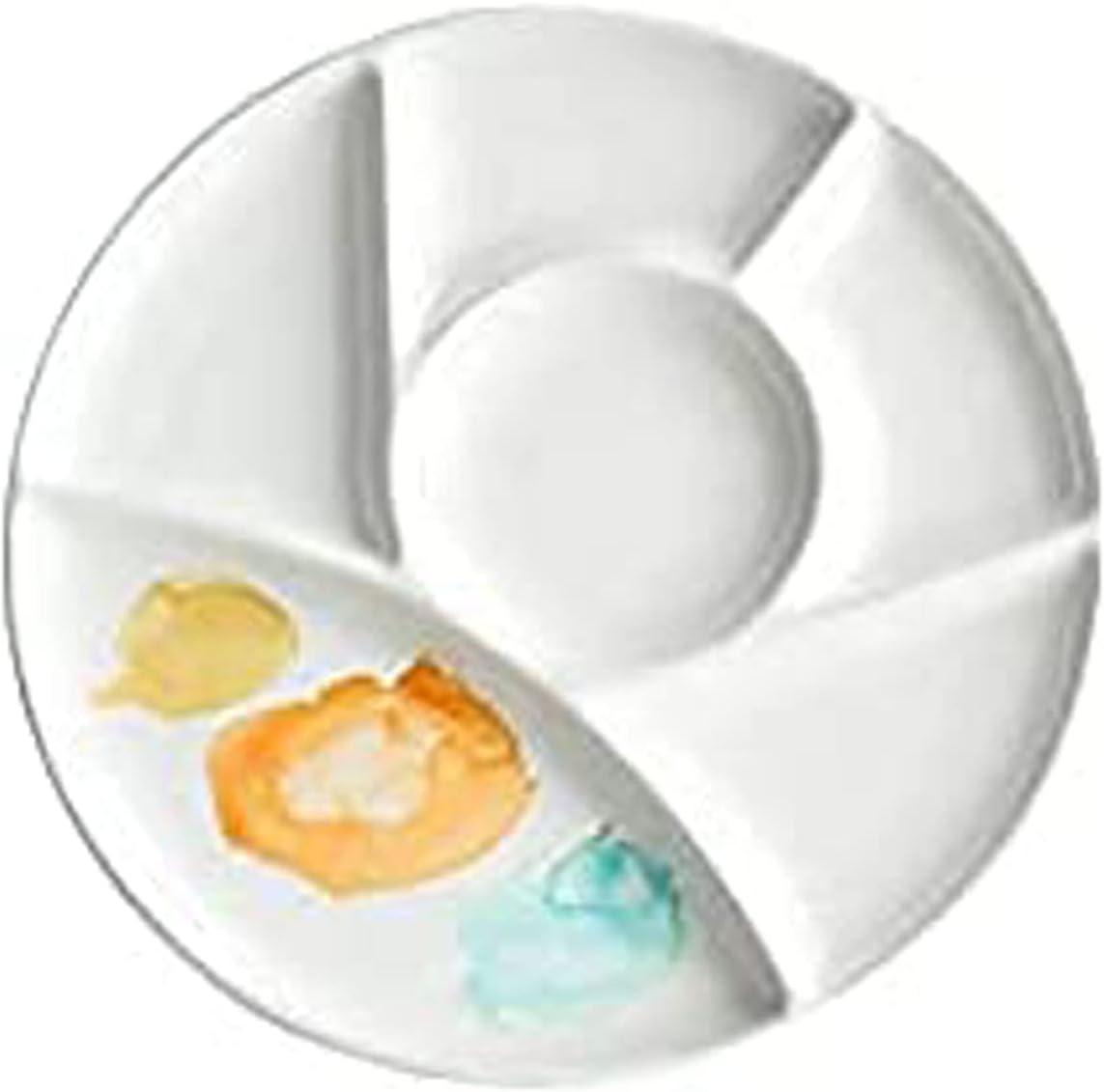 6 Wells Ceramic Artist Paint Tray Porcelain Watercolor Palette Ceramic Mixing Tray for Watercolor Gouache Painting 8 Inch