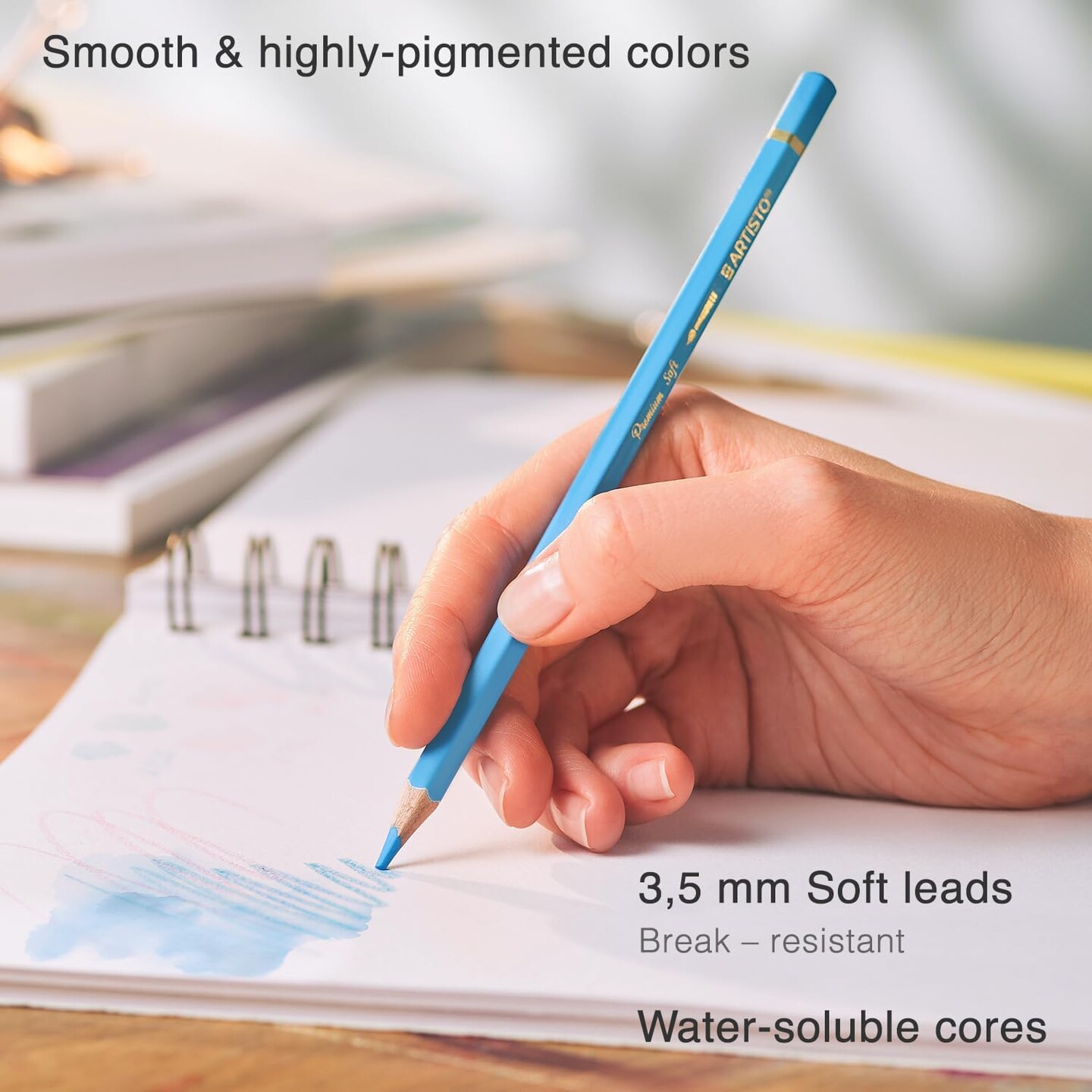 Premium Watercolor Pencils | Set of 48, Quality 3.5mm Soft Core Leads, Water-Soluble Pencils, Perfect for Beginner & Advanced Artists