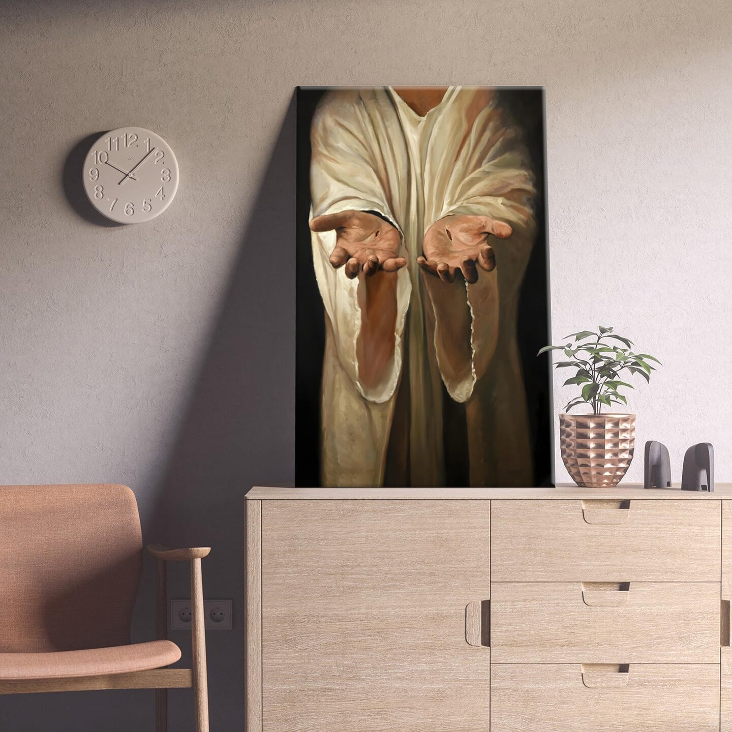 Framed Jesus wall art The Hand of God Christ Religion Canvas The Jesus Hand Wall Decor Bible Pictures Posters Prints Paintings for Living Room Bedroom Church Decorations Ready to Hang