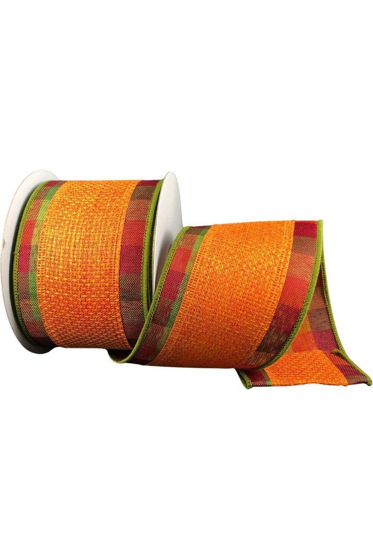 2.5&#x22; Fall Plaid Two Sided Ribbon: Orange (10 Yards)