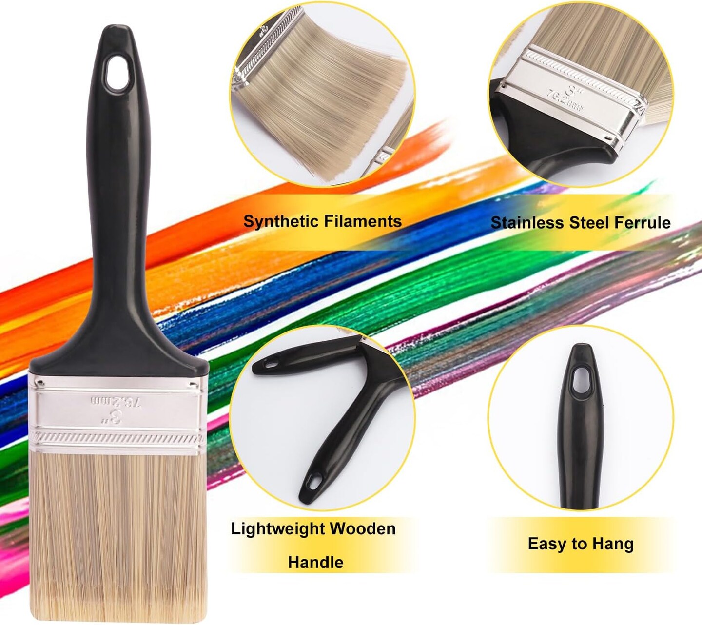 25 Pack 3 Inch Paint Brushes - A Professional Range of Wall Paint Brushes, Deck Paint Brush, and Chip Brushes - Perfect DIY Painting Tools for Your Home or Business KUKLIPJIM