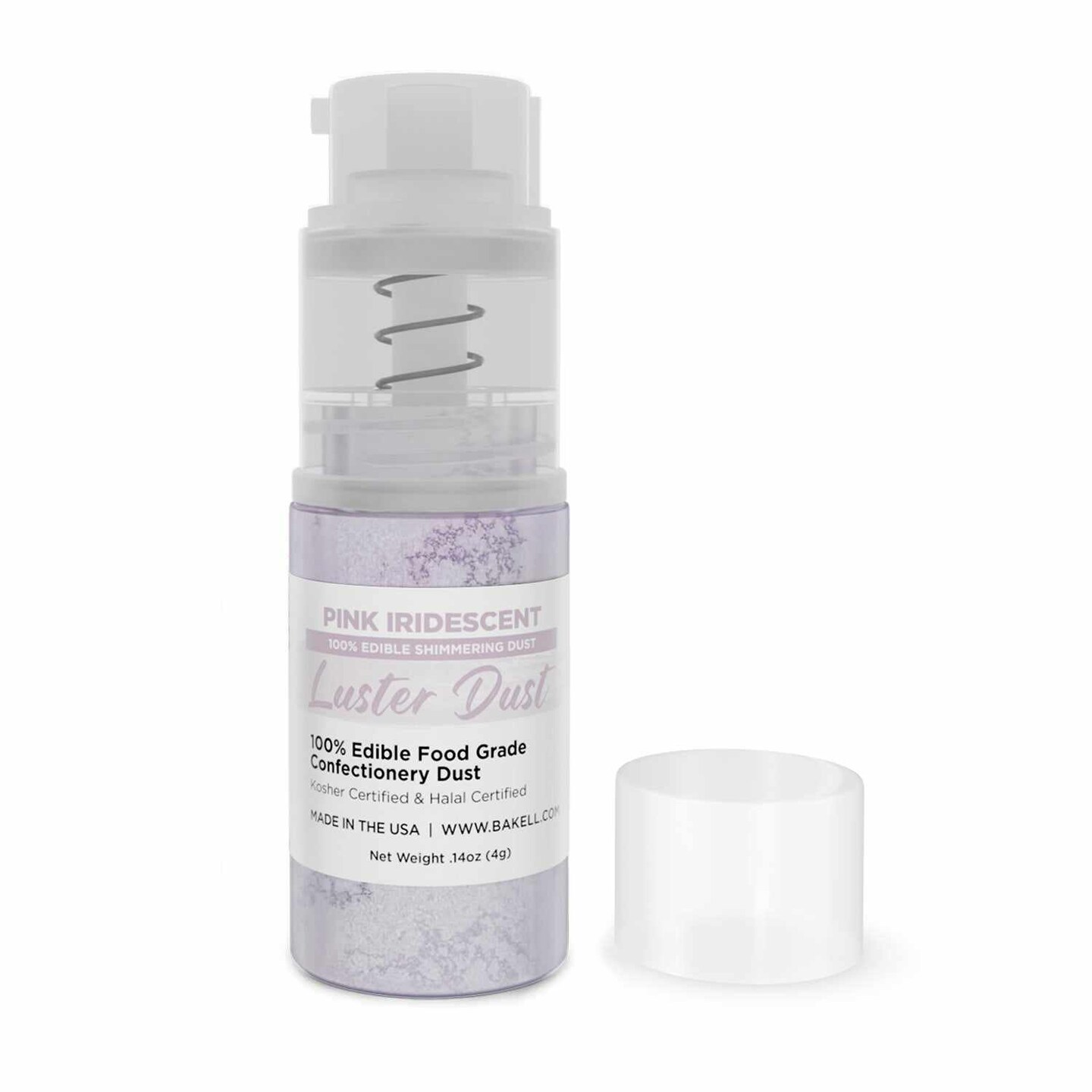Bakell - Iridescent Pink Luster Dust (4g, 1x Pump) Edible Vegan Dust & Paint for Baking, Desserts and Beverages