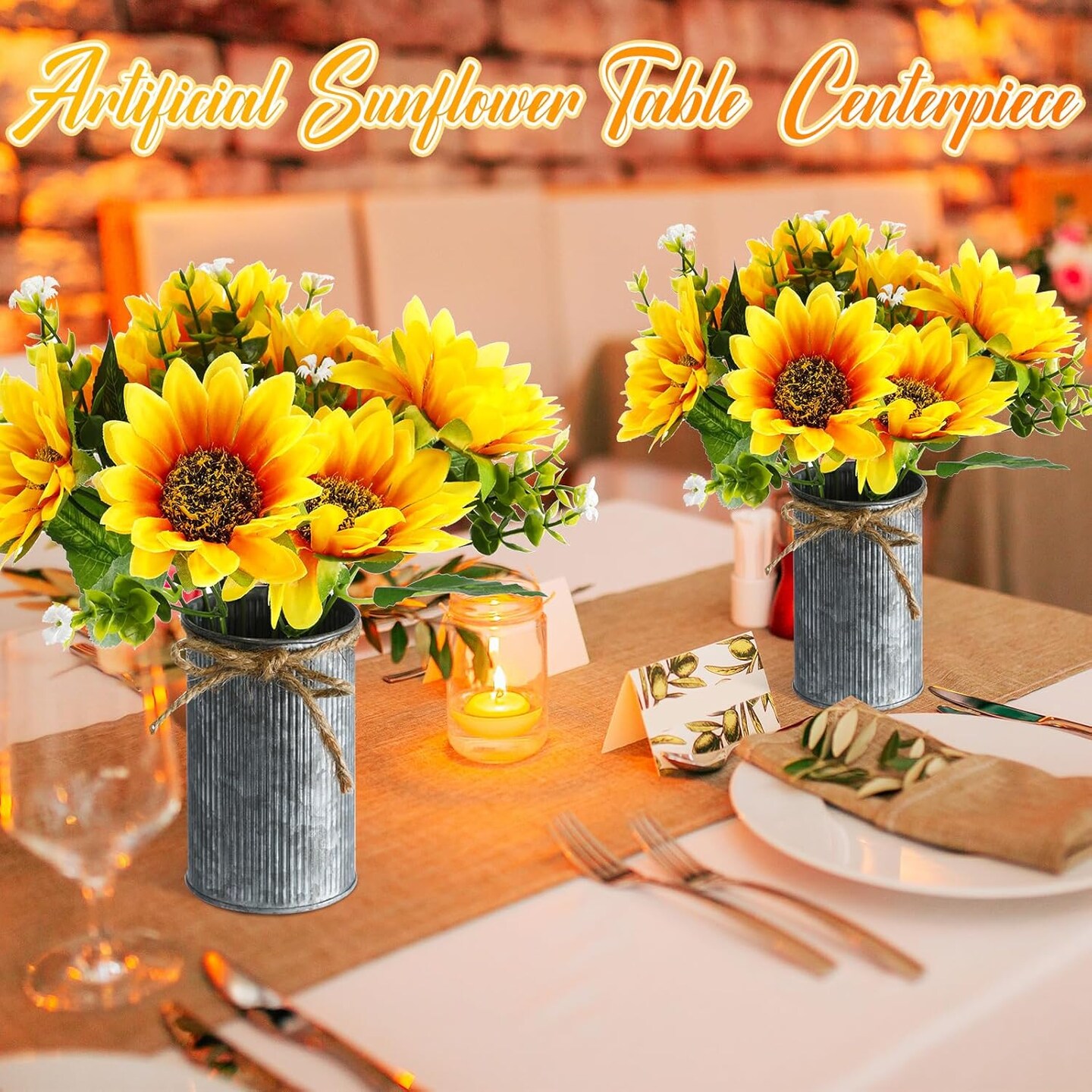 24 Sets Summer Sunflowers Artificial Flowers Tables Centerpieces