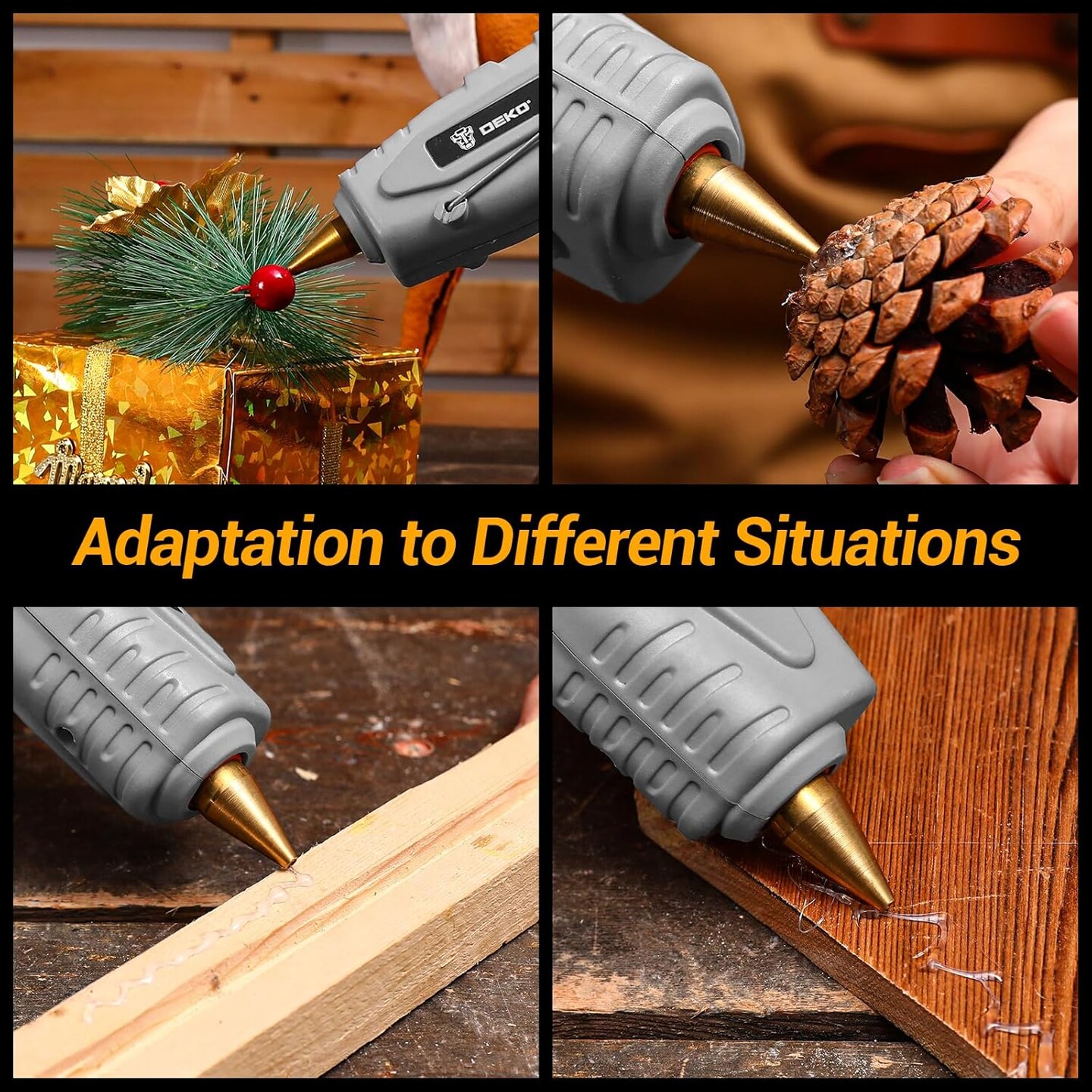 Hot Glue Gun Full Size: DEKOPRO 60/100Watt Dual Temp Hot Glue Gun Kit with 25 Glue Sticks, Organize Storage Case, Heavy Duty Heat Glue Gun Tool Set for Home Repair, Art & Crafts, DIY