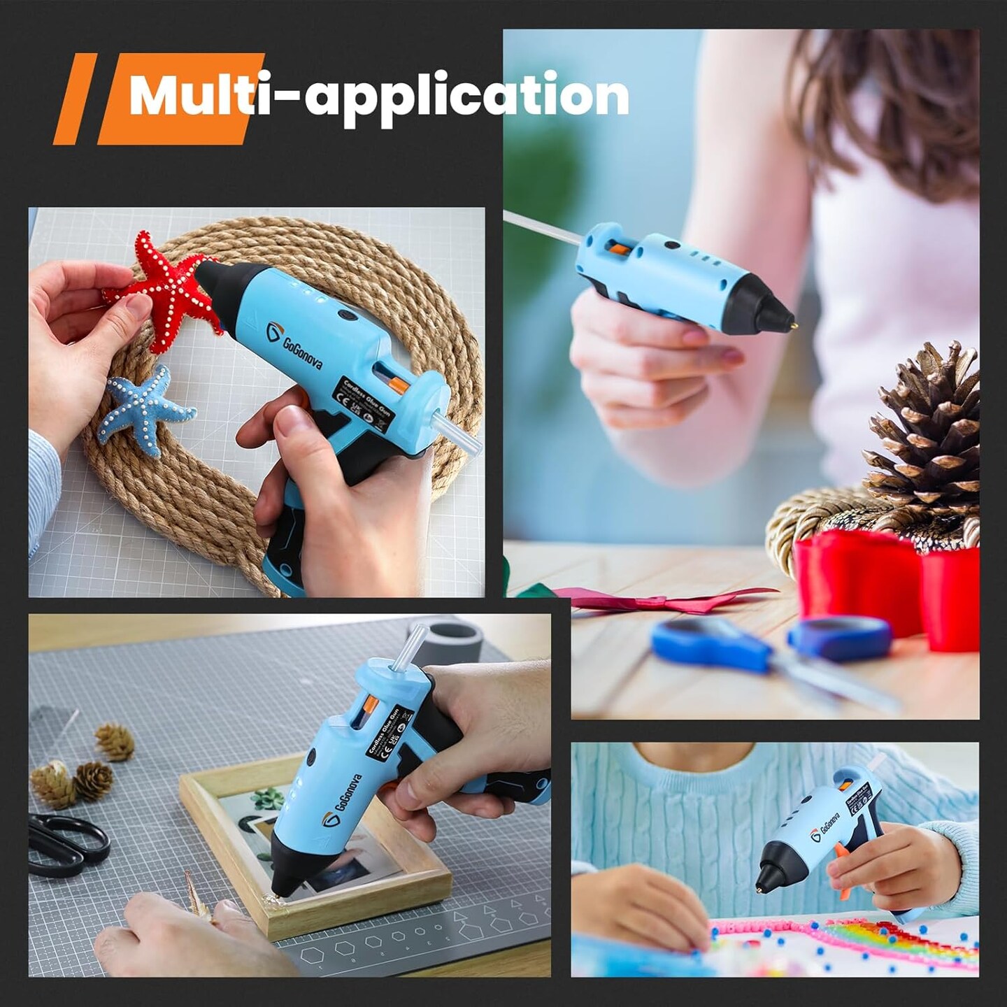 Cordless Hot Glue Gun, 15s Fast Preheating with 2Ah Built-in Battery Hot Melt Glue Gun, Smart Power-Off, Kit with 25 Pcs Premium Mini Glue Sticks and USB-C Charging Port