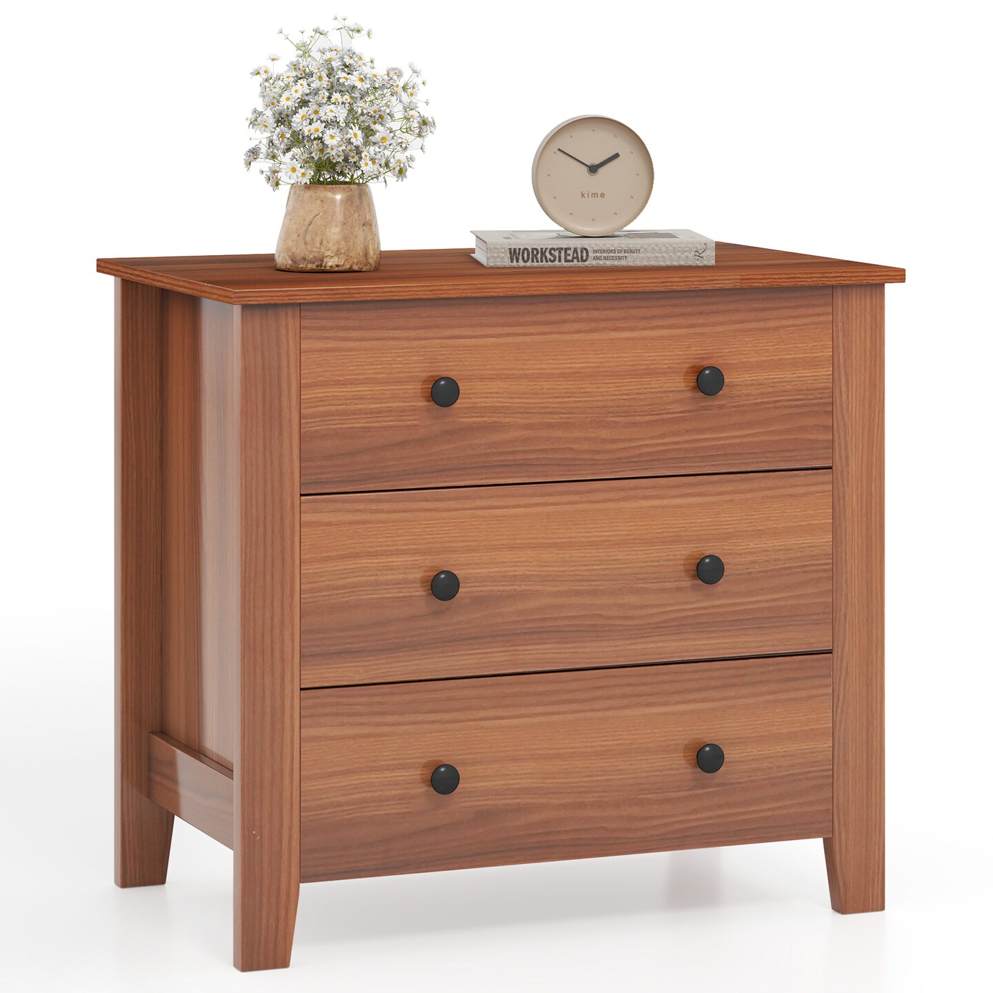 3 Drawer Dresser Chest Bedside Table with Metal Handles Suitable for Any Room
