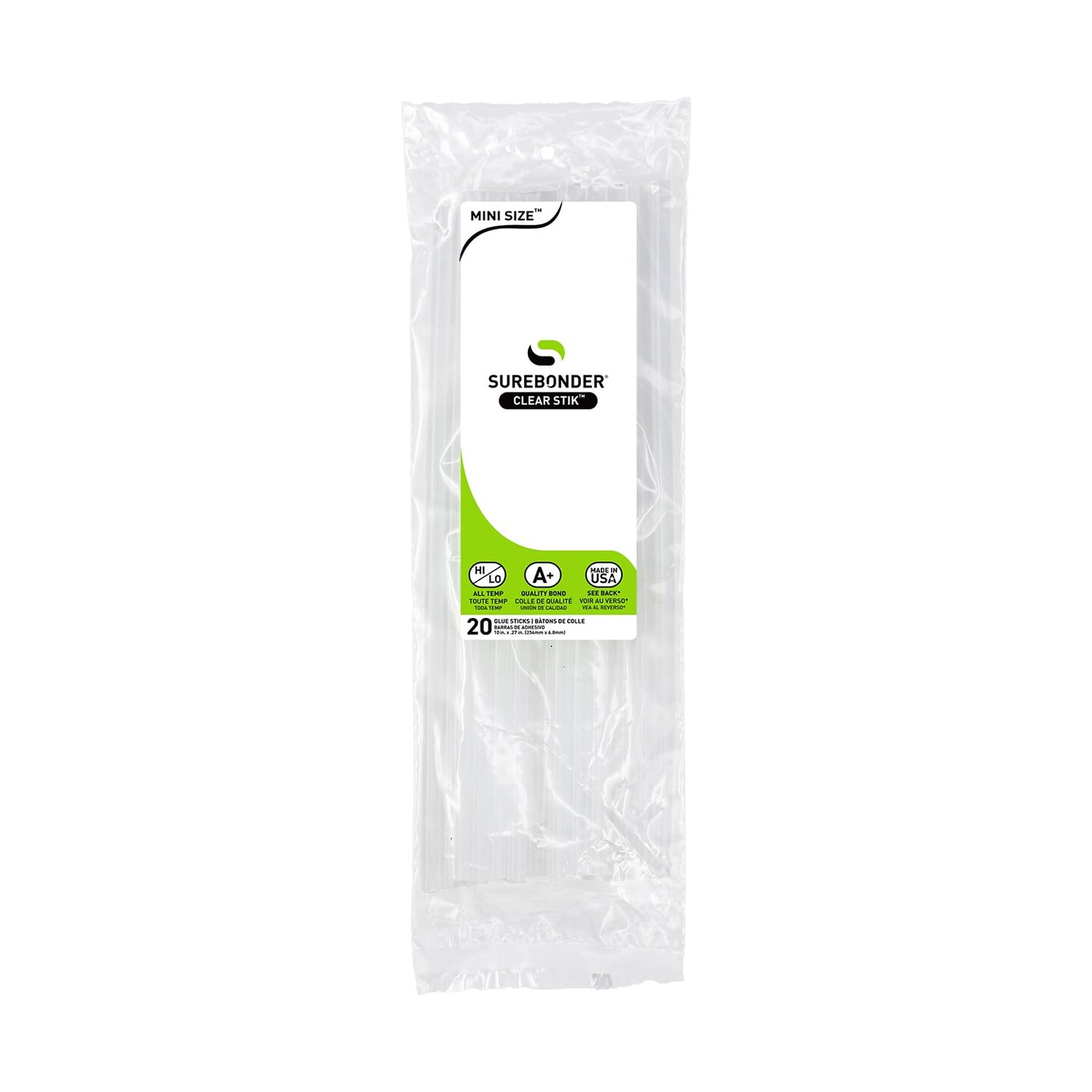 Mini-Size 10-Inch Hot Glue Sticks, 20-Pack – All-Temp Adhesive for Crafts, DIY, and Repairs - Fits Mini Glue Guns